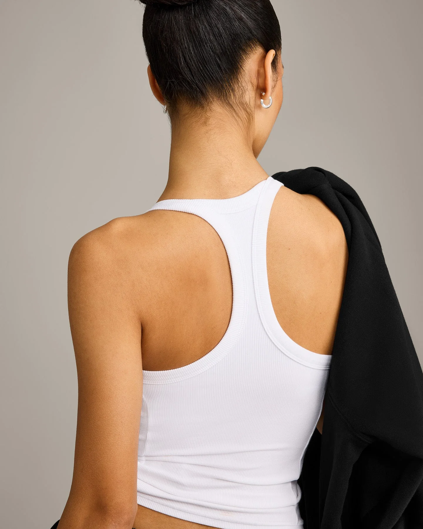 Mellow™ Rib Racer Back Vest with Built in Bra Shelf | White - Image 4