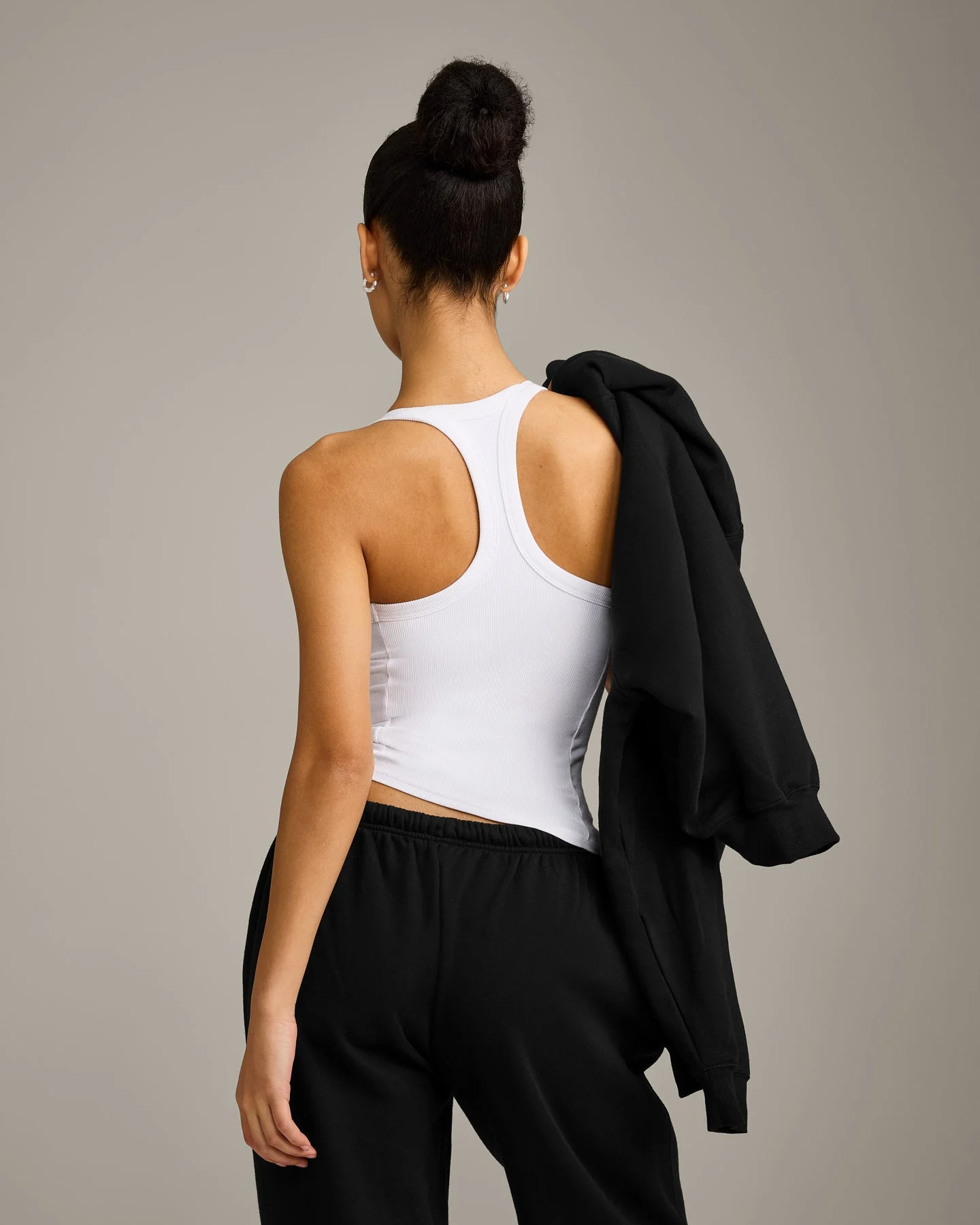Mellow™ Rib Racer Back Vest with Built in Bra Shelf | White - Image 6