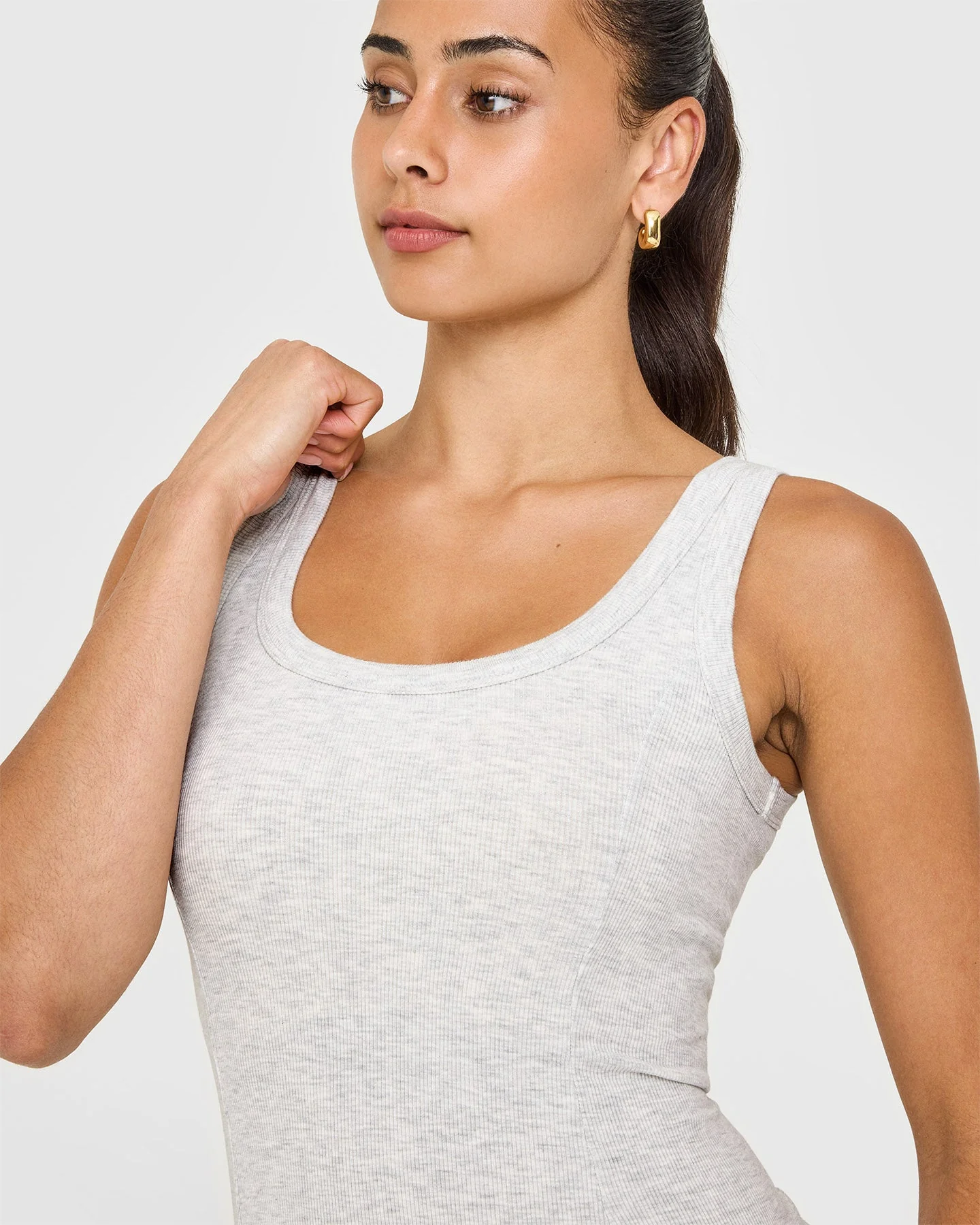 Mellow™ Rib Scoop Neck Vest | Light Grey Marl - Image 5