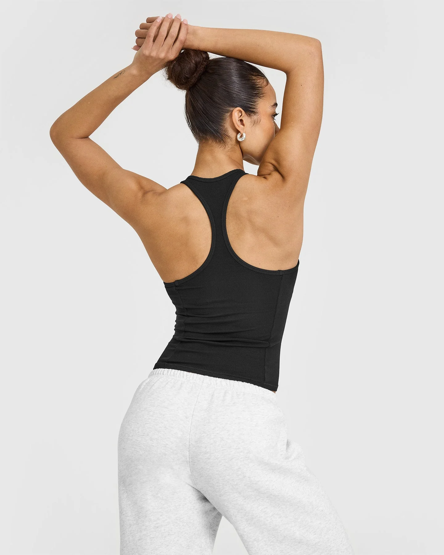 Mellow™ Rib Scoop Neck Vest with Built in Bra Shelf | Soft Black - Image 2