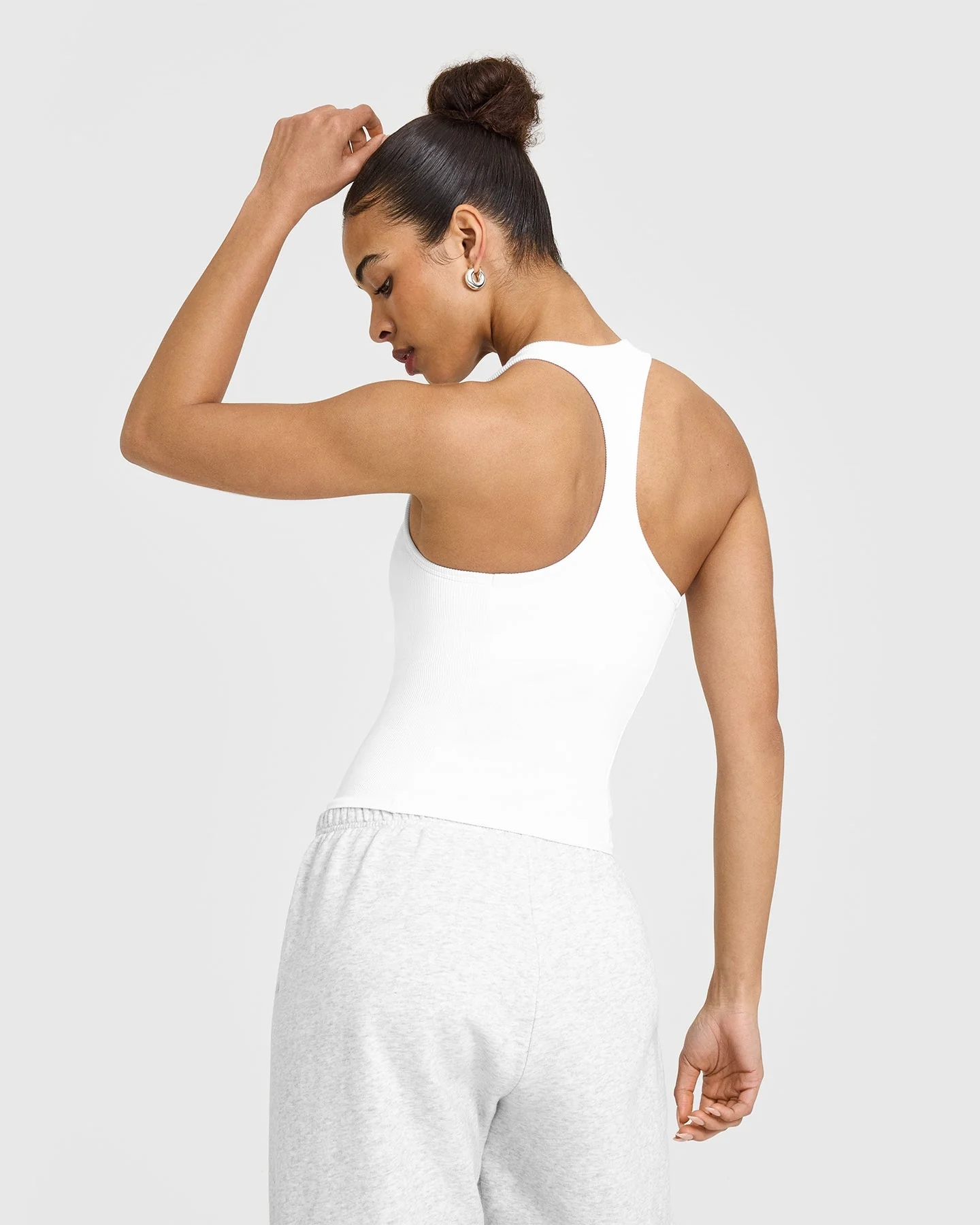 Mellow™ Rib Scoop Neck Vest with Built in Bra Shelf | White - Image 2
