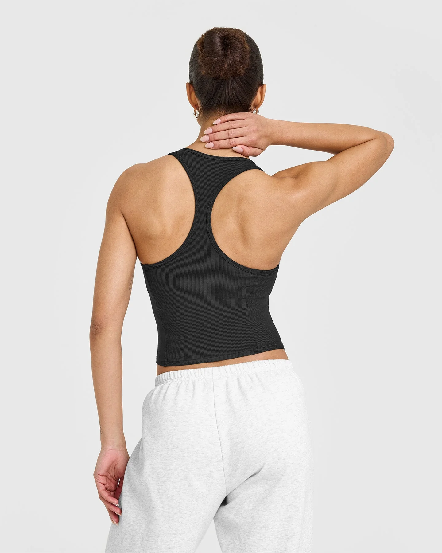 Mellow™ Rib Square Neck Mid Vest with Built in Bra Shelf | Soft Black - Image 2