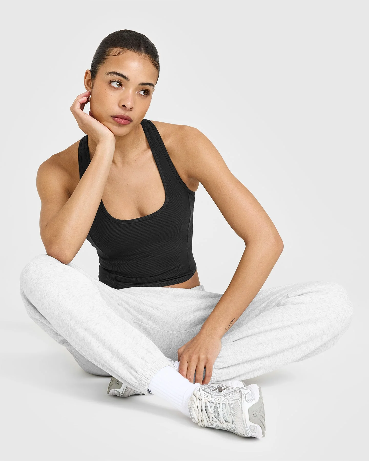 Mellow™ Rib Square Neck Mid Vest with Built in Bra Shelf | Soft Black - Image 6