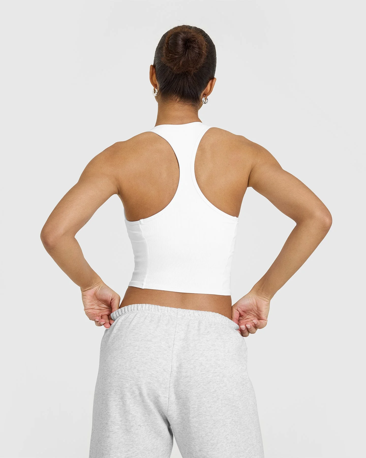 Mellow™ Rib Square Neck Mid Vest with Built in Bra Shelf | White - Image 4