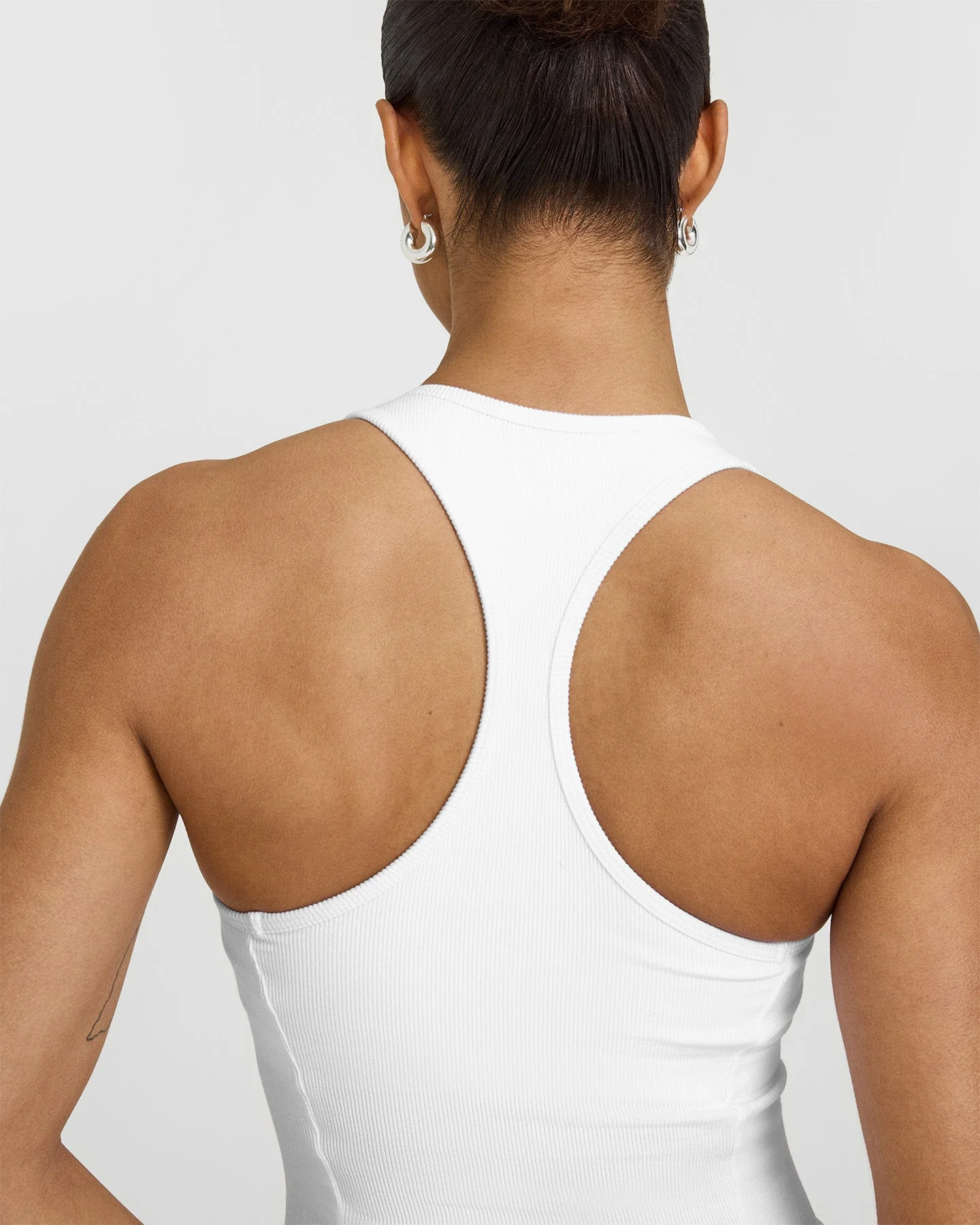 Mellow™ Rib Square Neck Mid Vest with Built in Bra Shelf | White - Image 6