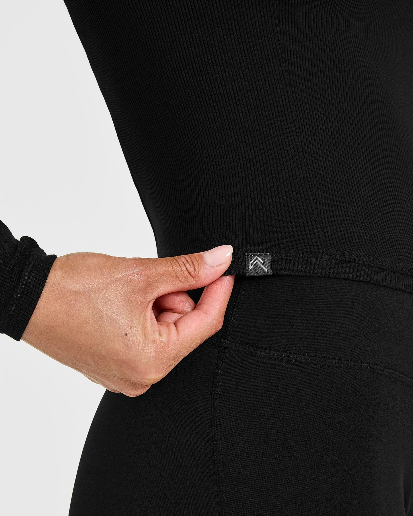 Mellow™ Rib V Neck Mid Long Sleeve Top | Black - Image 6