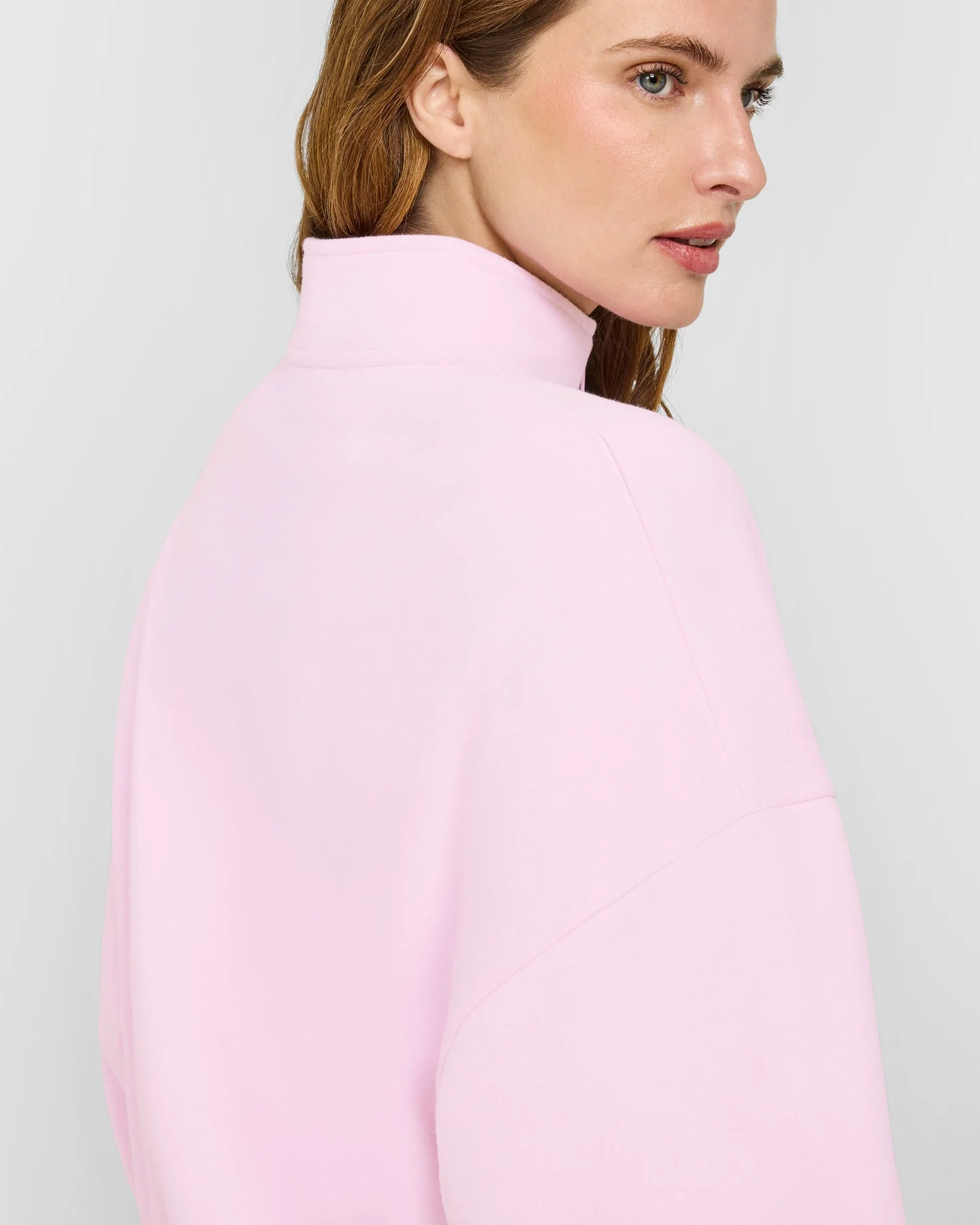 Mid Weight 1/4 Zip Sweatshirt | Chalk Pink - Image 4