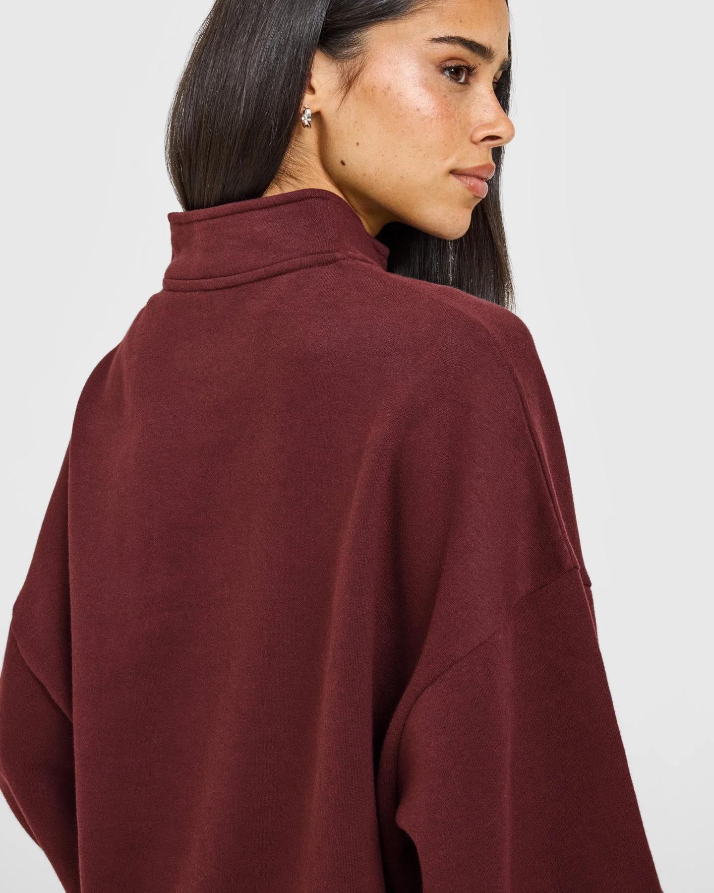Mid Weight 1/4 Zip Sweatshirt | Rosewood - Image 4
