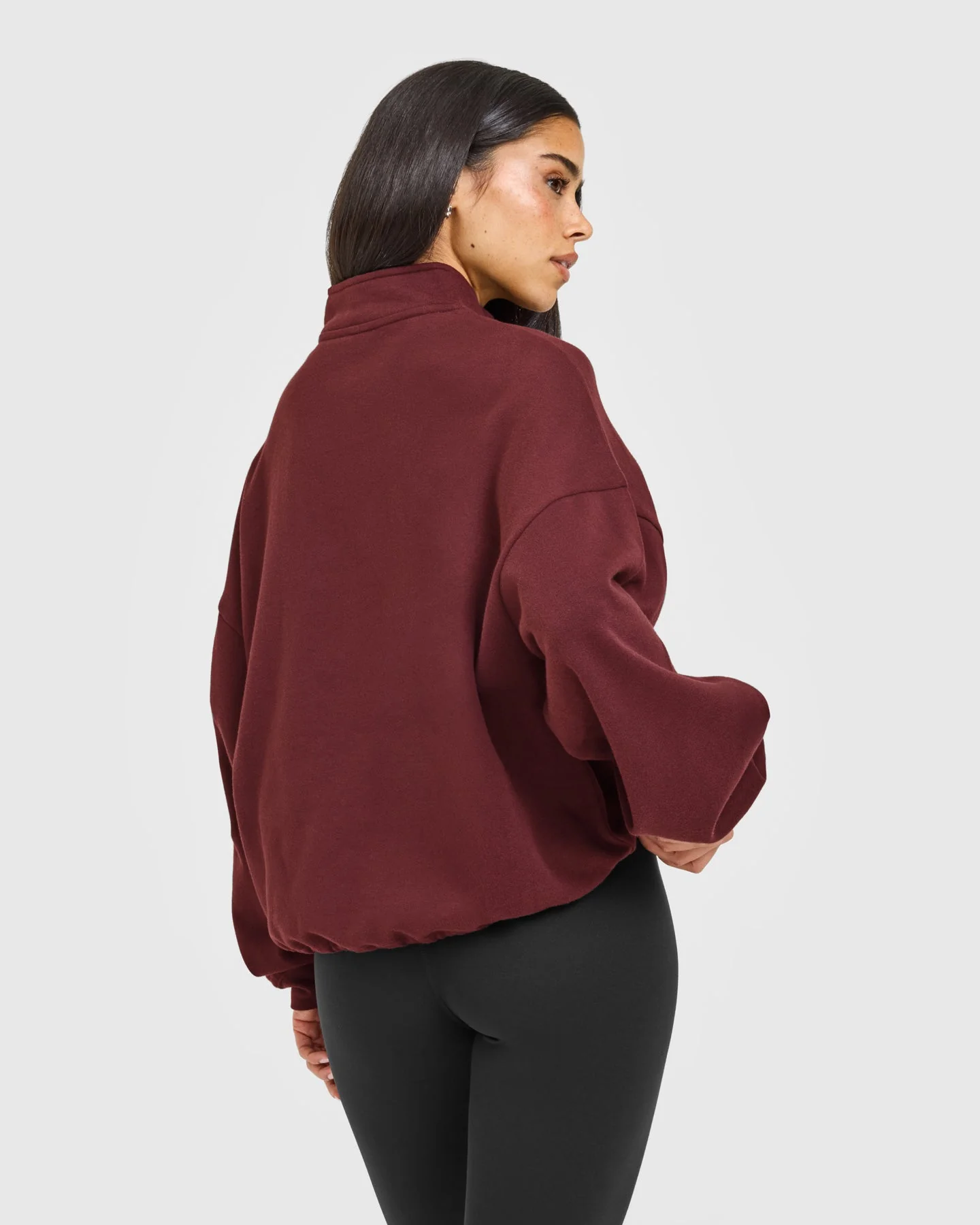 Mid Weight 1/4 Zip Sweatshirt | Rosewood - Image 6