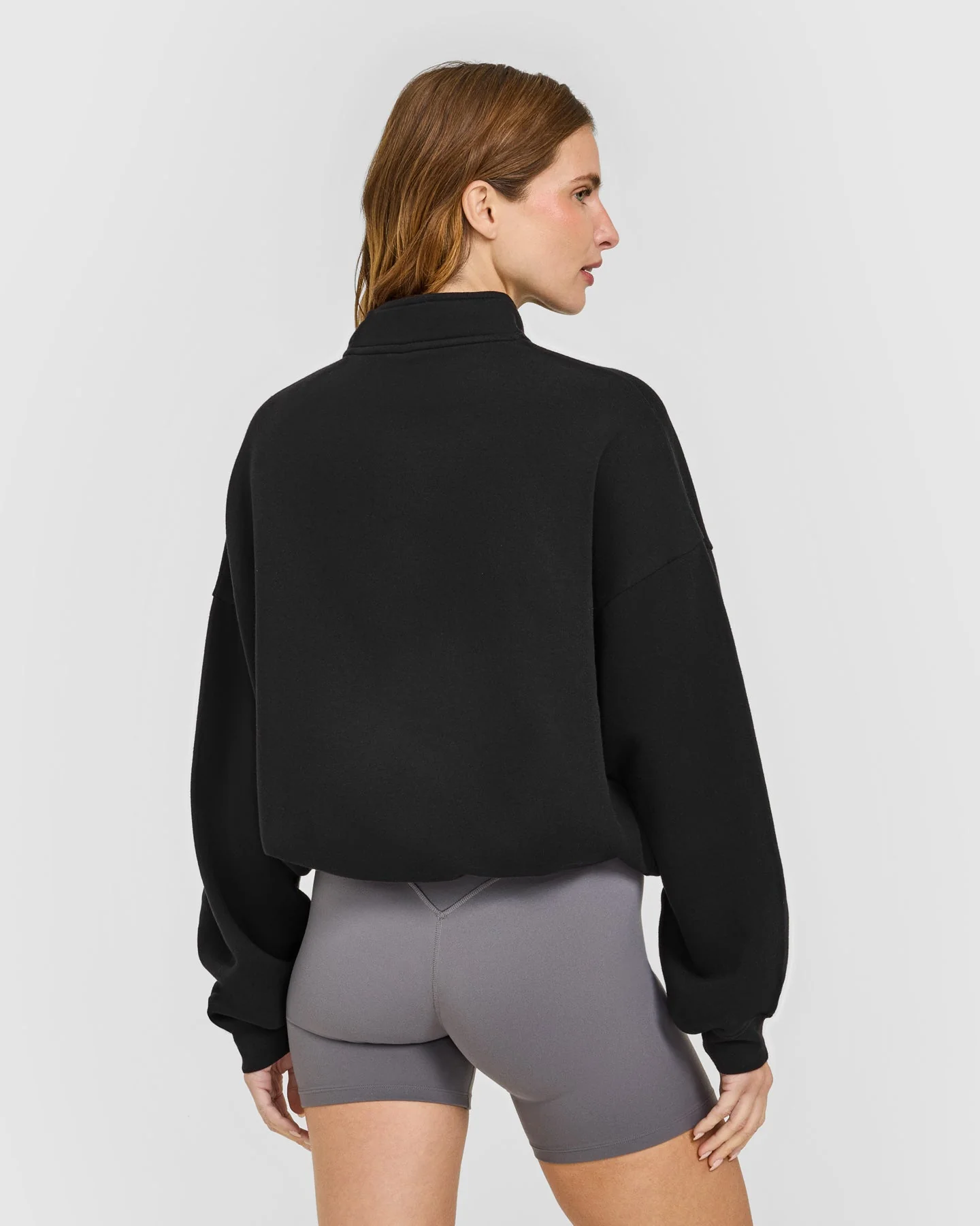 Mid Weight 1/4 Zip Sweatshirt | Soft Black - Image 6