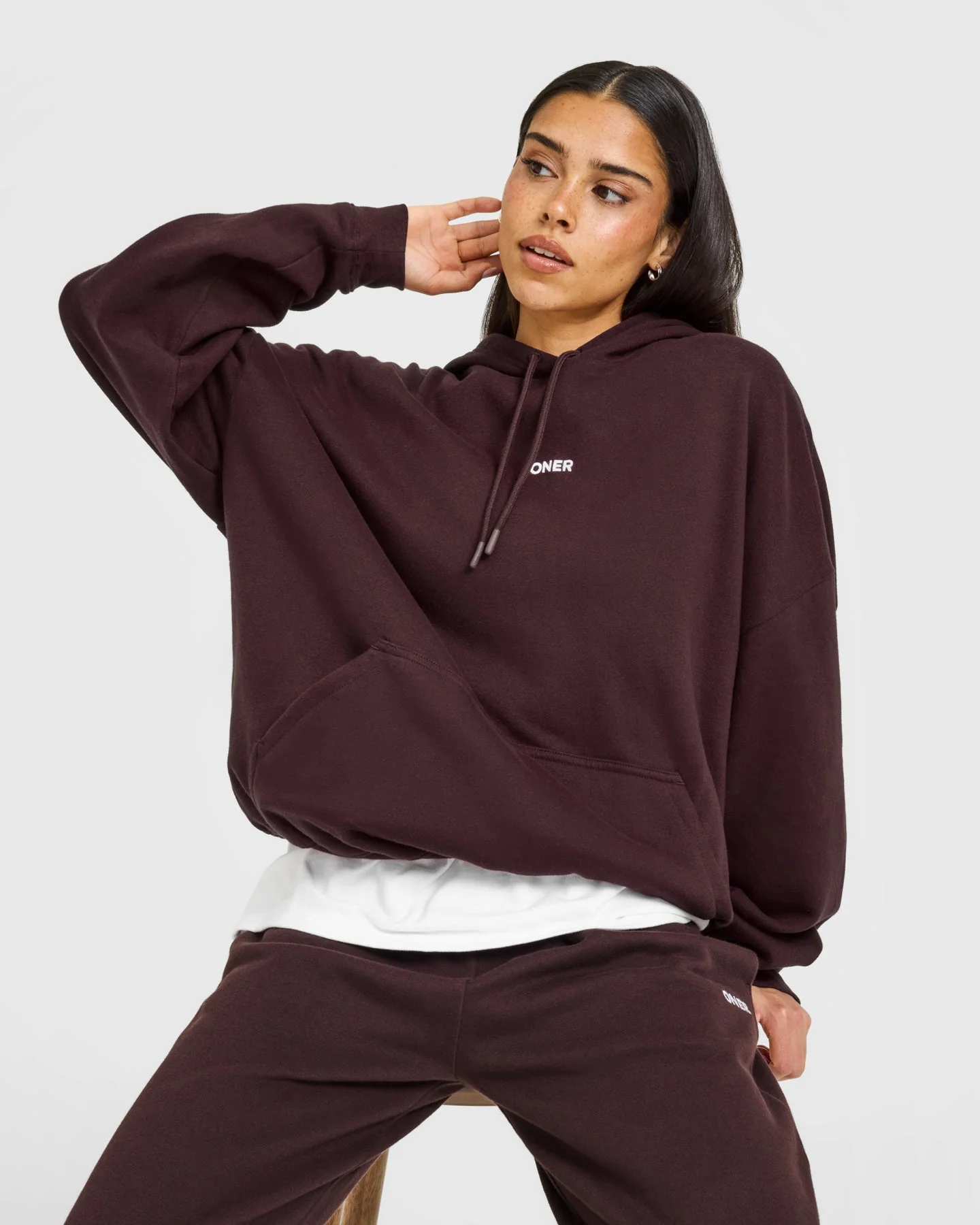 Mid Weight Relaxed Hoodie | Plum Brown - Image 3