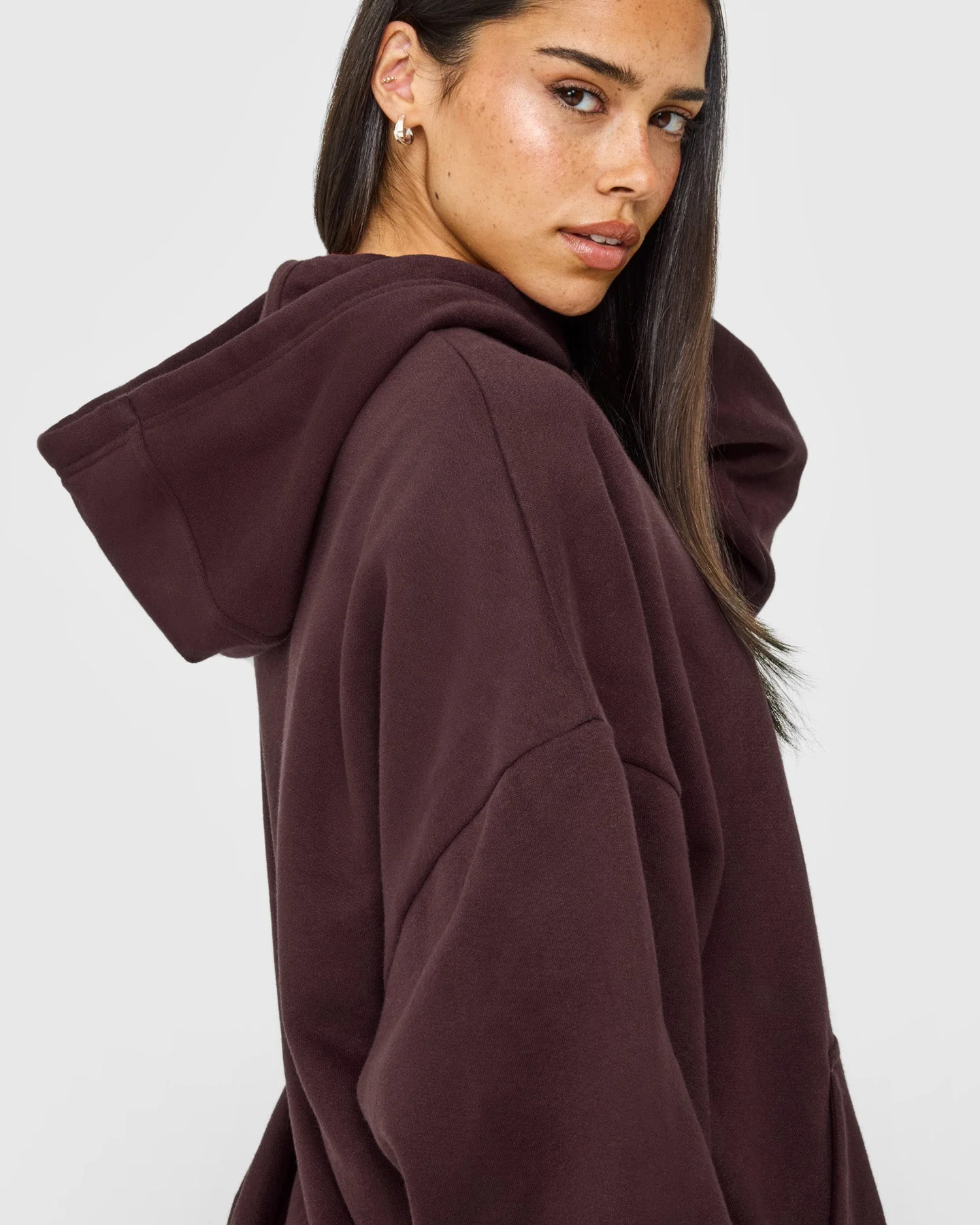 Mid Weight Relaxed Hoodie | Plum Brown - Image 4