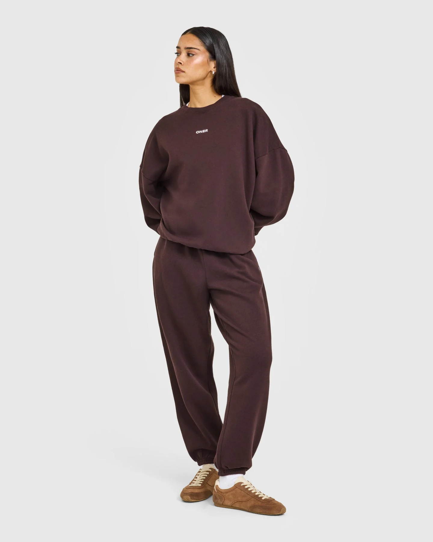 Mid Weight Relaxed Joggers | Plum Brown - Image 3