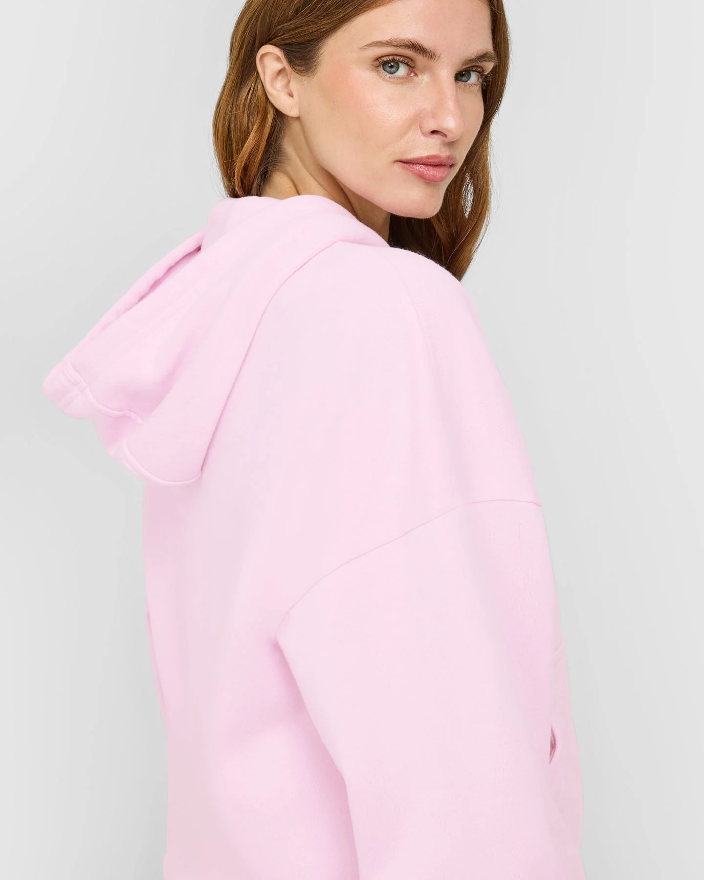 Mid Weight Relaxed Zip Through Hoodie | Chalk Pink - Image 4