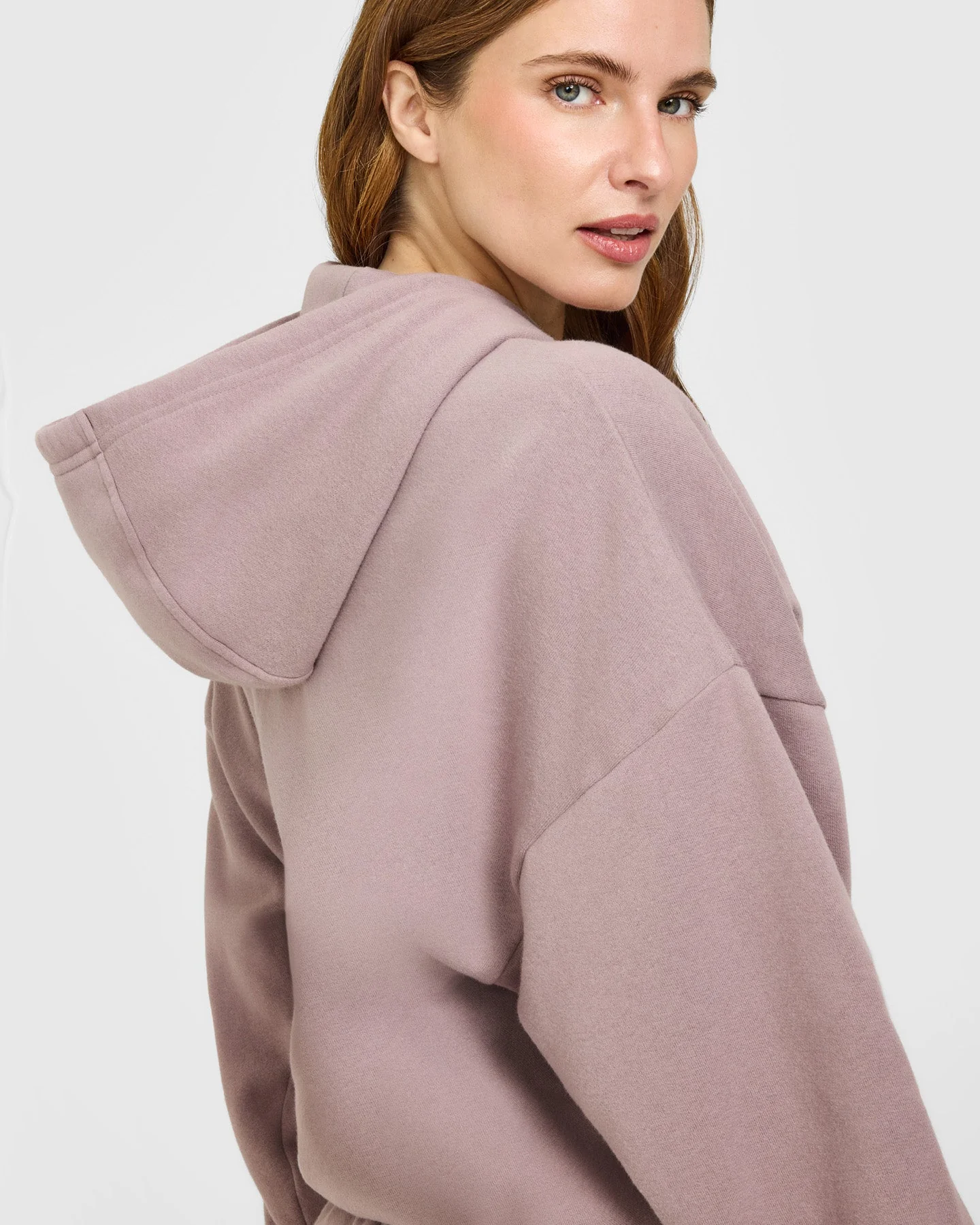 Mid Weight Relaxed Zip Through Hoodie | Dusty Purple - Image 6