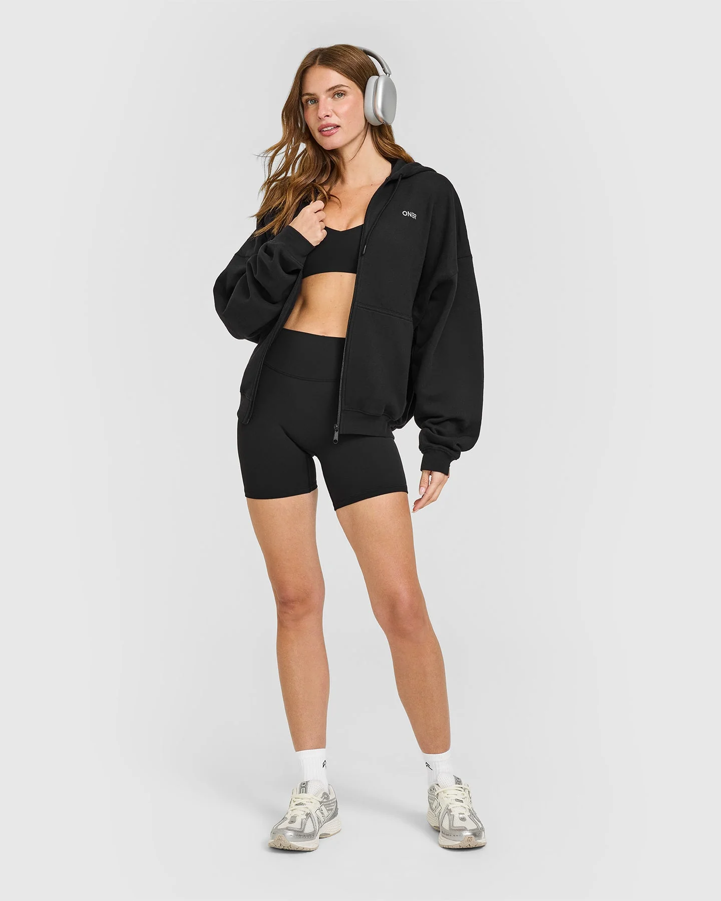 Mid Weight Relaxed Zip Through Hoodie | Soft Black - Image 3
