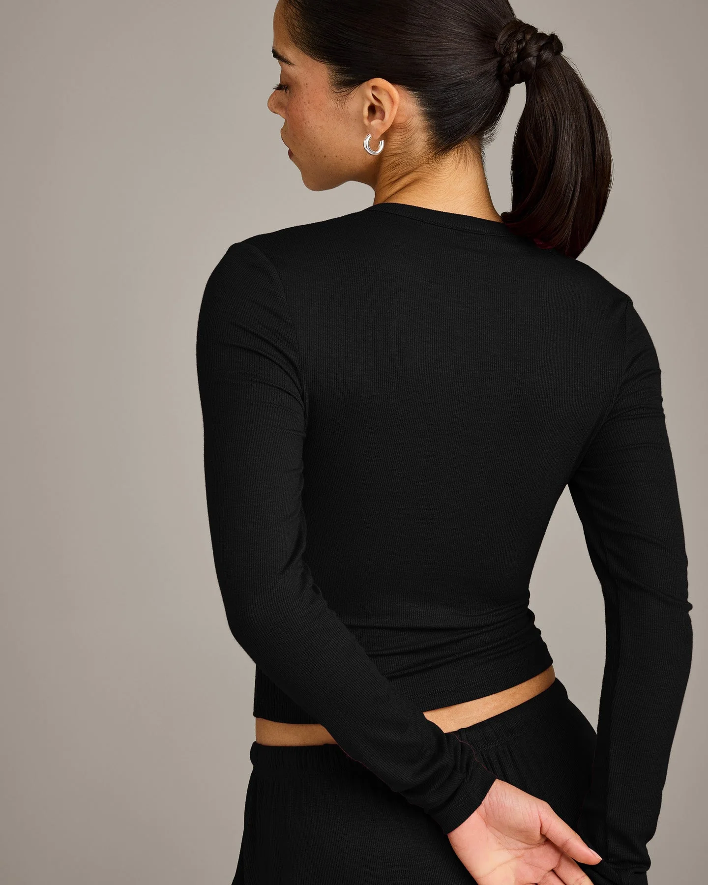 Oner At Home Night Button Down Long Sleeve Top | Black - Image 4