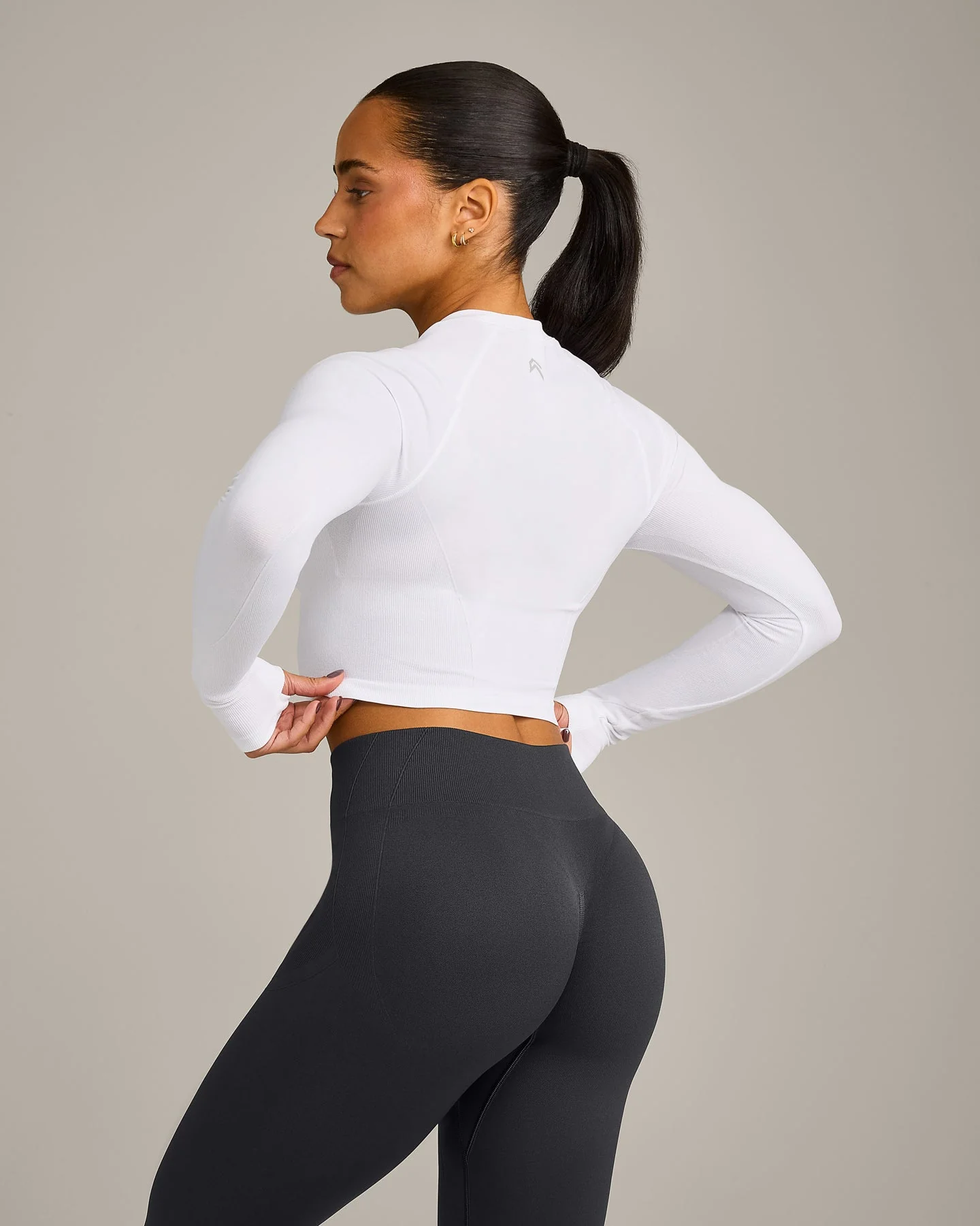 Oner Seamless Fitted Long Sleeve Mid Top | White - Image 2