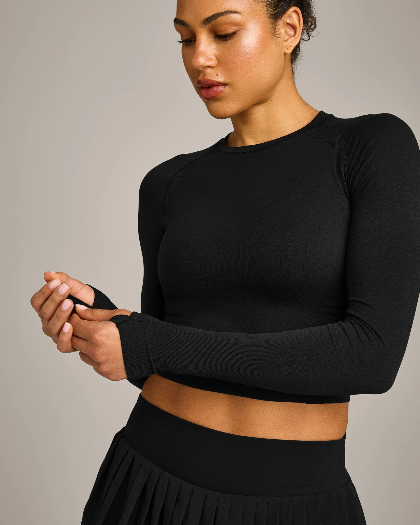 Oner Seamless Fitted Long Sleeve Top | Black - Image 2