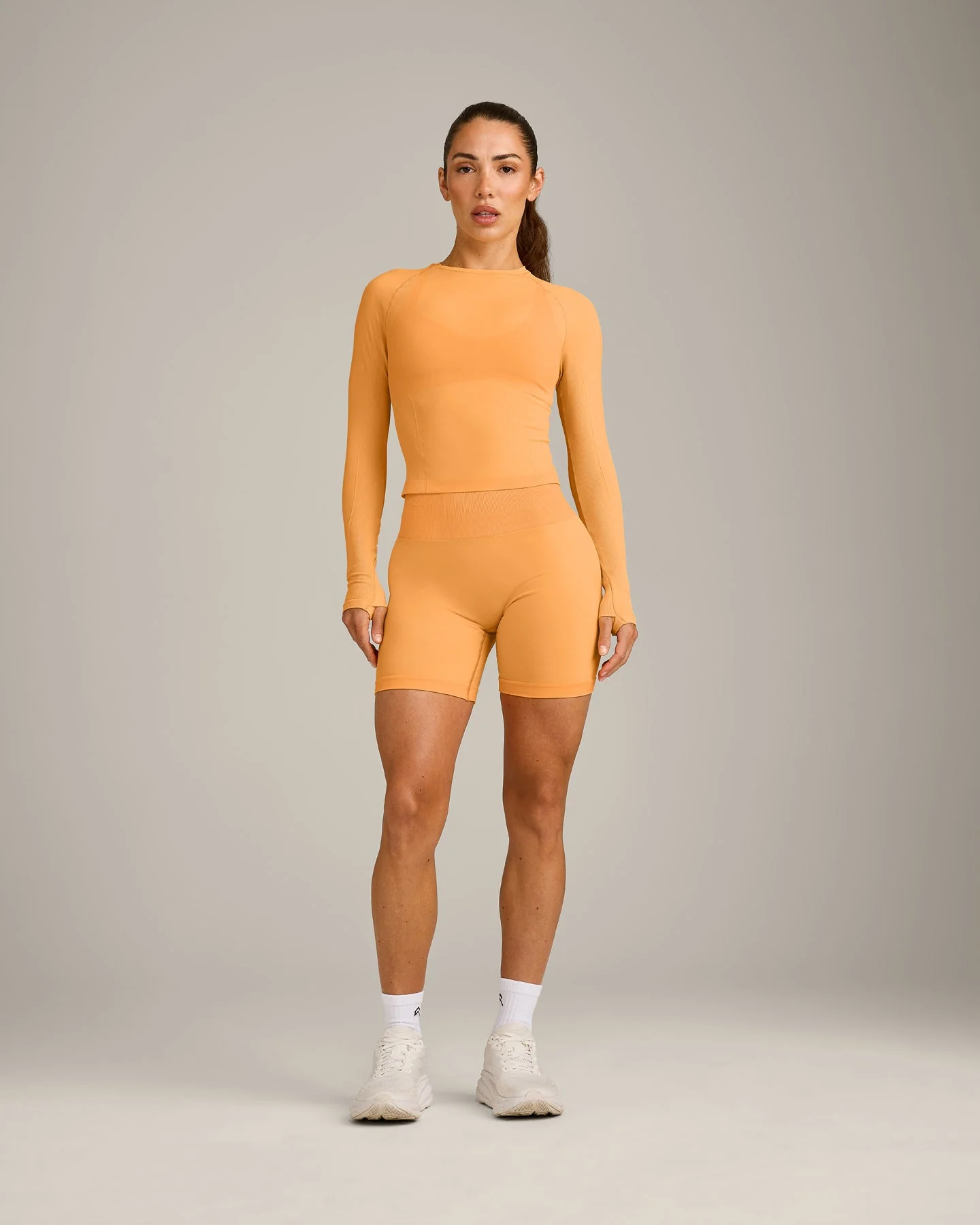 Oner Seamless Fitted Long Sleeve Top | Light Powdered Orange - Image 3