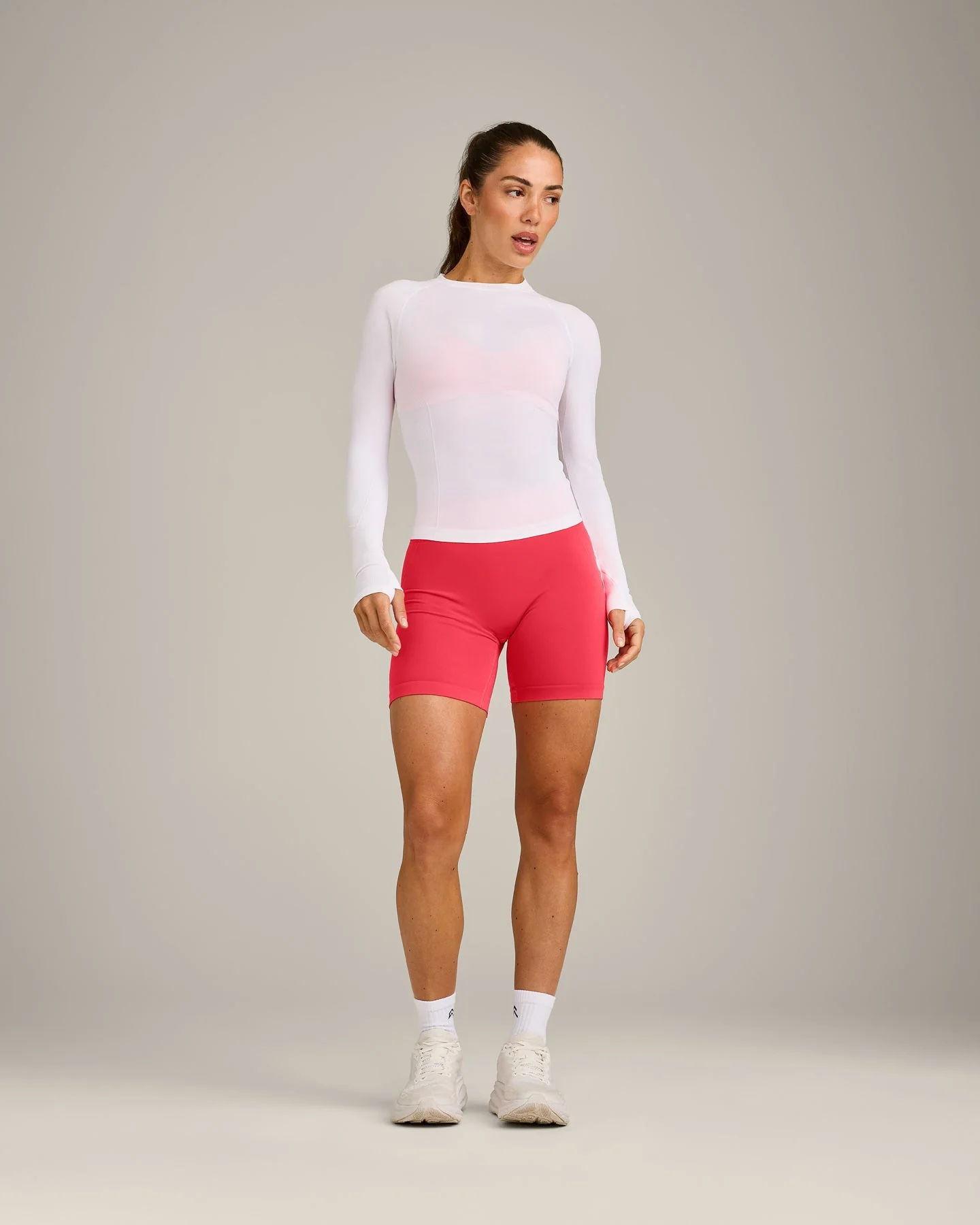 Oner Seamless Fitted Long Sleeve Top | White - Image 3