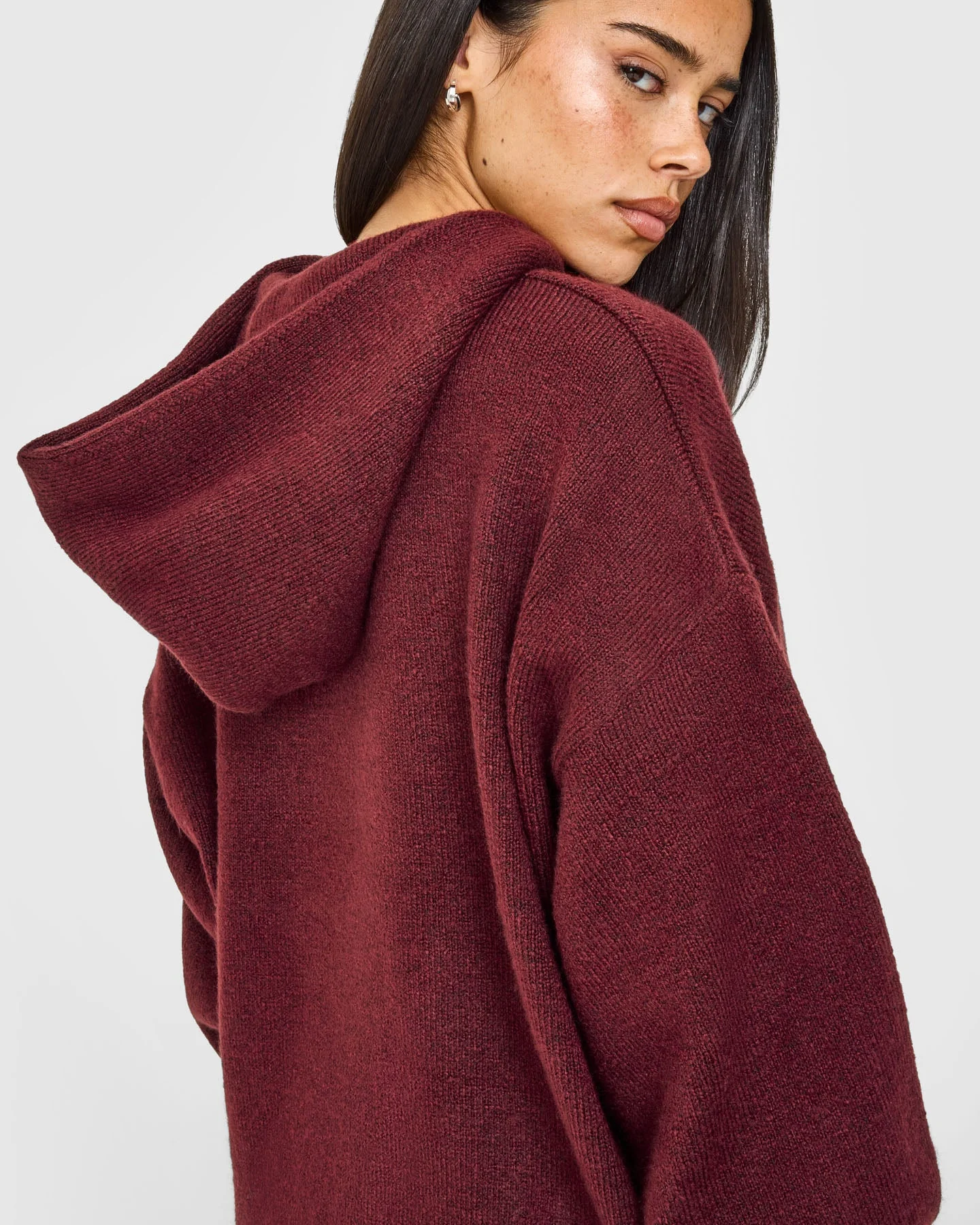 Oversized Knit Hoodie | Rosewood - Image 4