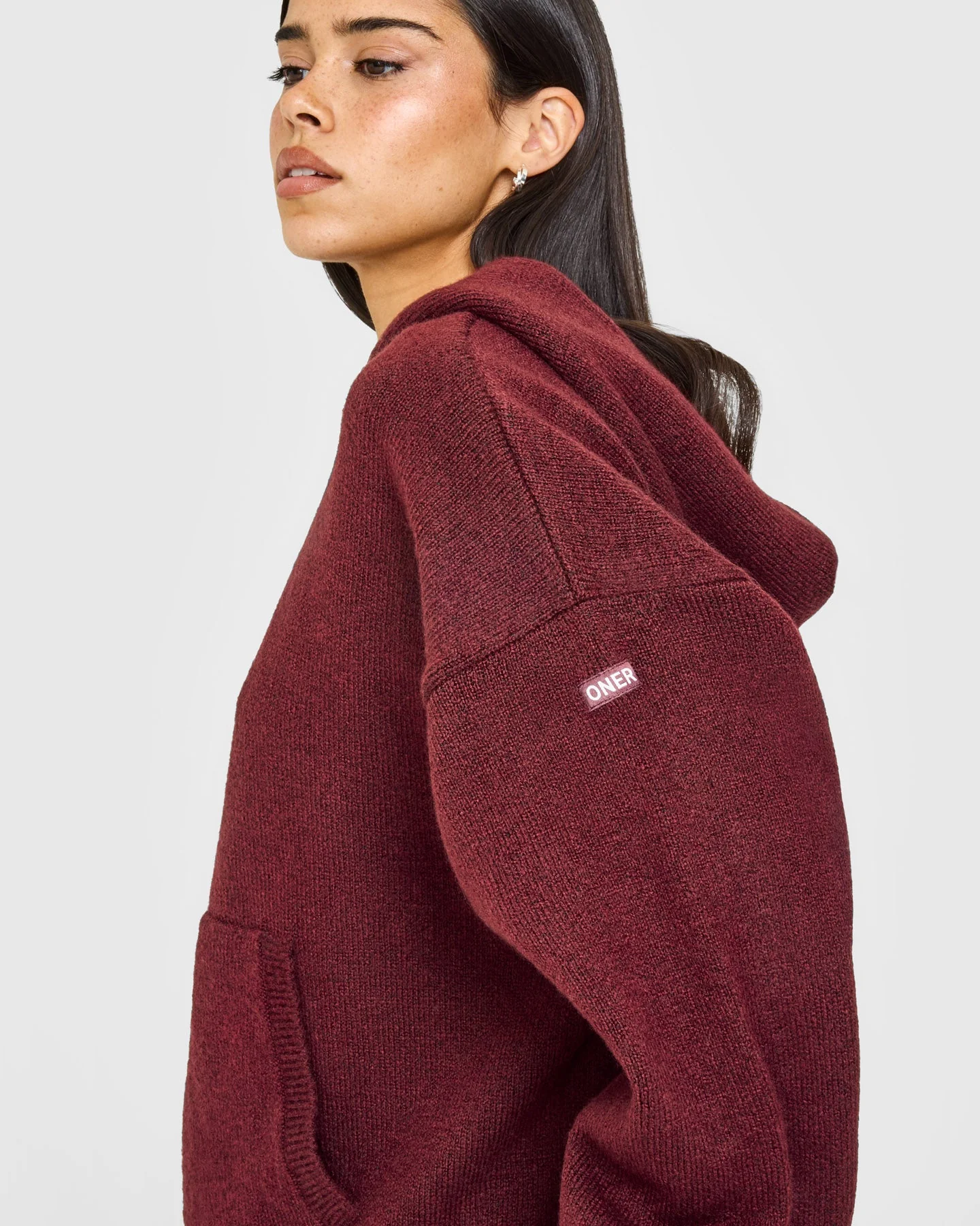 Oversized Knit Hoodie | Rosewood - Image 5