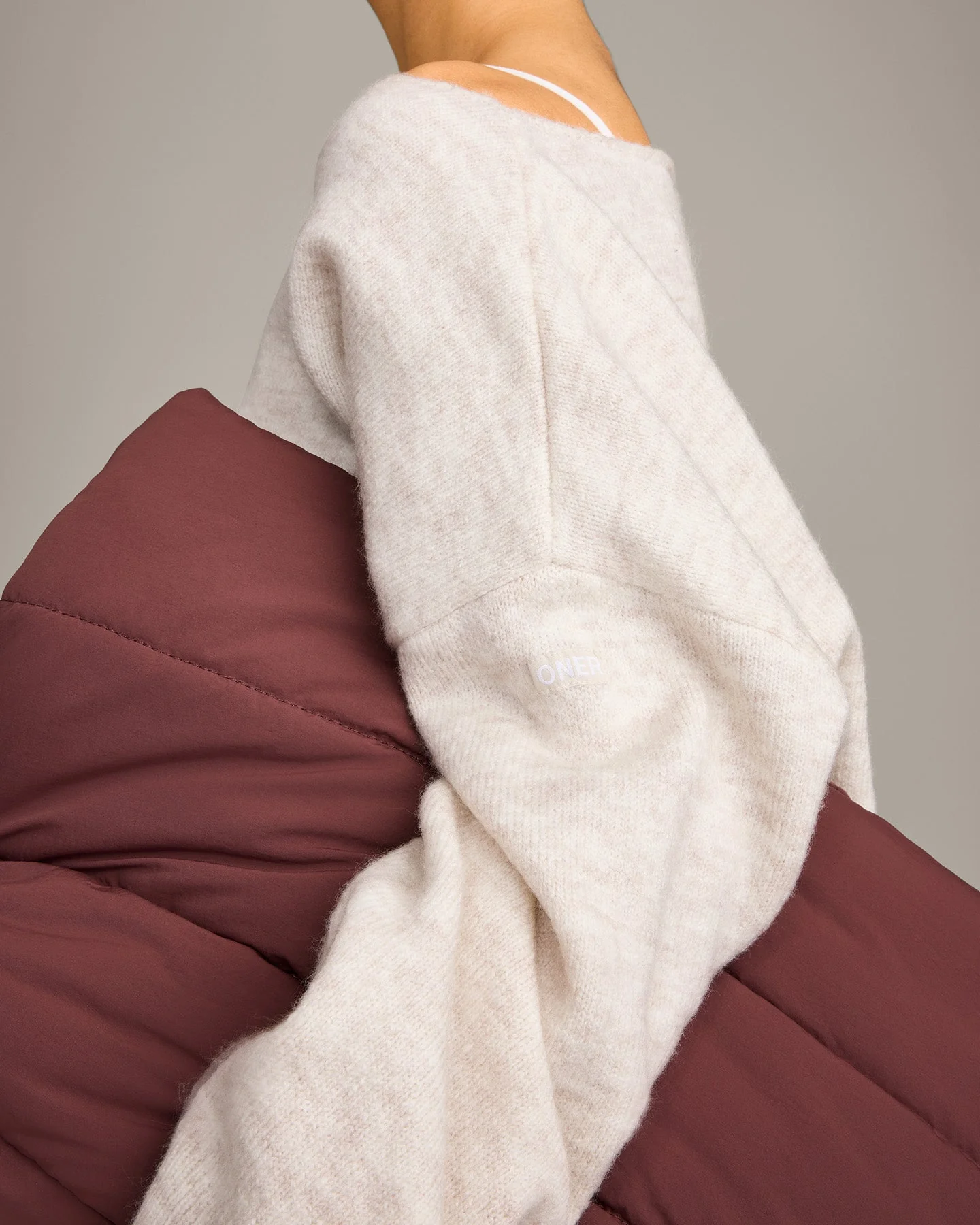 Oversized Knit Off-The-Shoulder Sweater | Oat Marl - Image 4