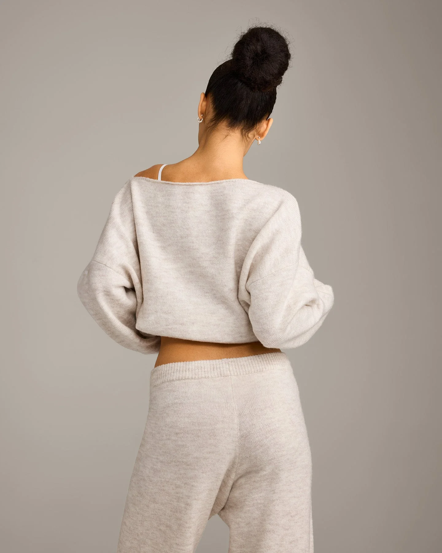 Oversized Knit Off-The-Shoulder Sweater | Oat Marl - Image 6