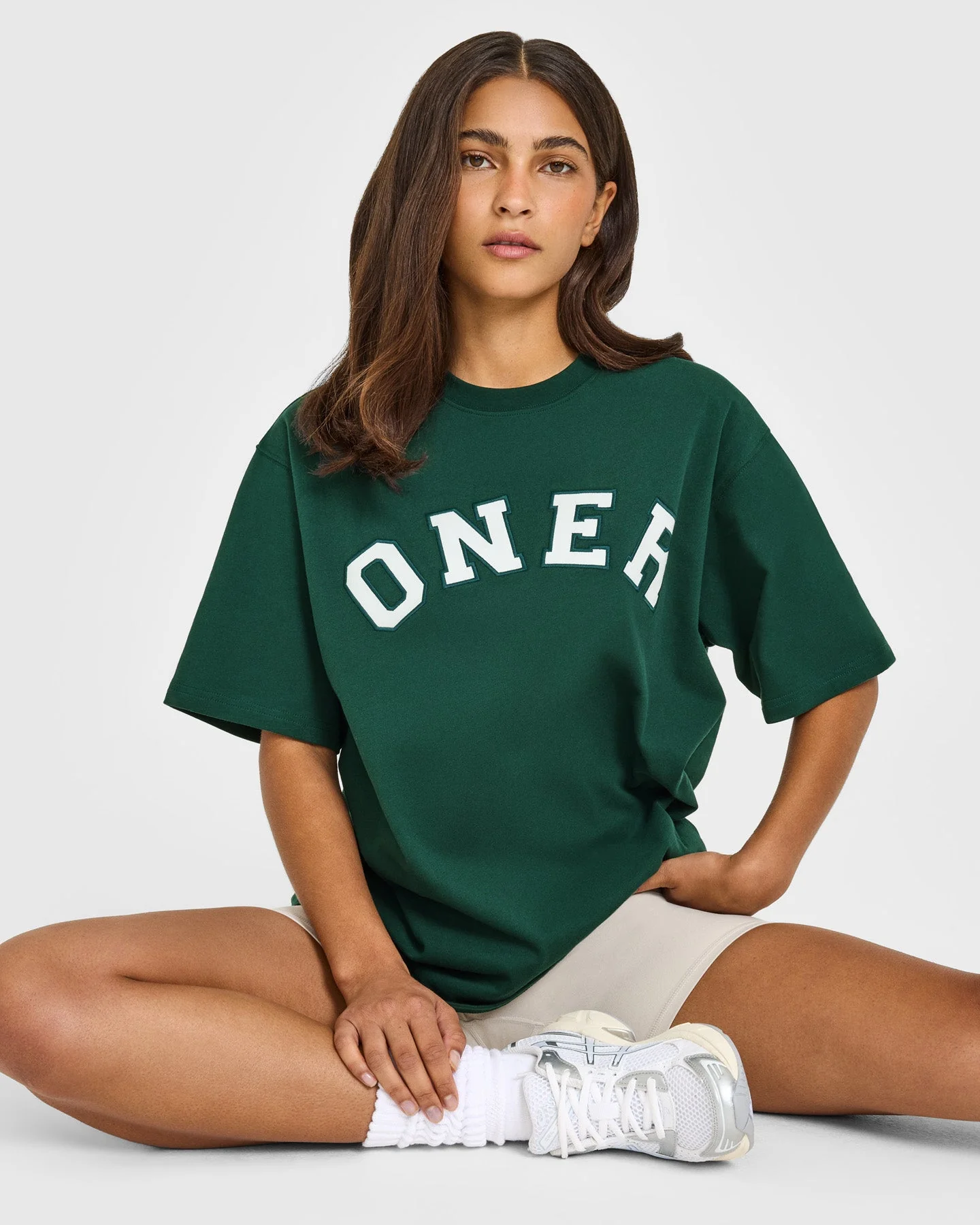 Oversized Oner Girlfriend Washed T-Shirt | Racing Green - Image 6