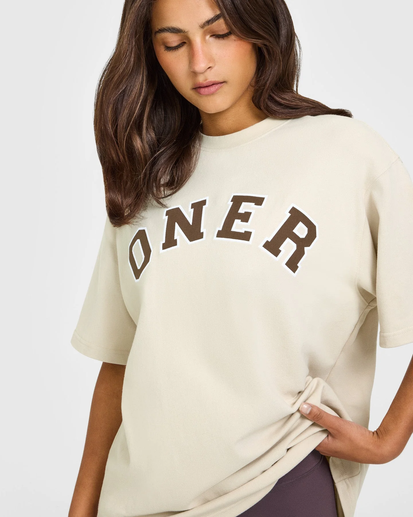 Oversized Oner Girlfriend Washed T-Shirt | Sand - Image 3