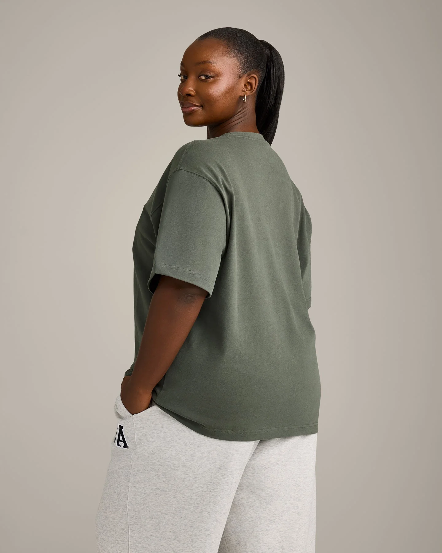 Oversized Oner Girlfriend Washed T-Shirt | Washed Dark Khaki - Image 4