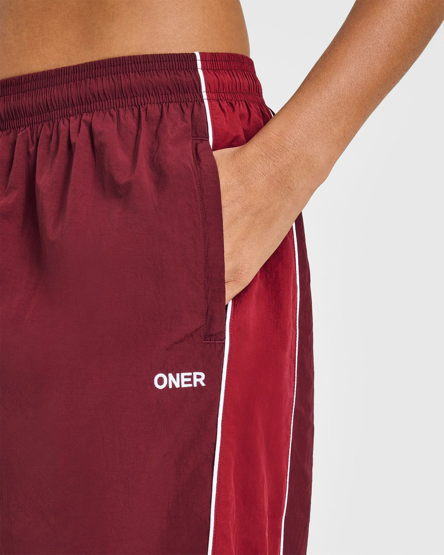 Oversized Piped Woven Straight Leg Track Bottoms | Rosewood - Image 5