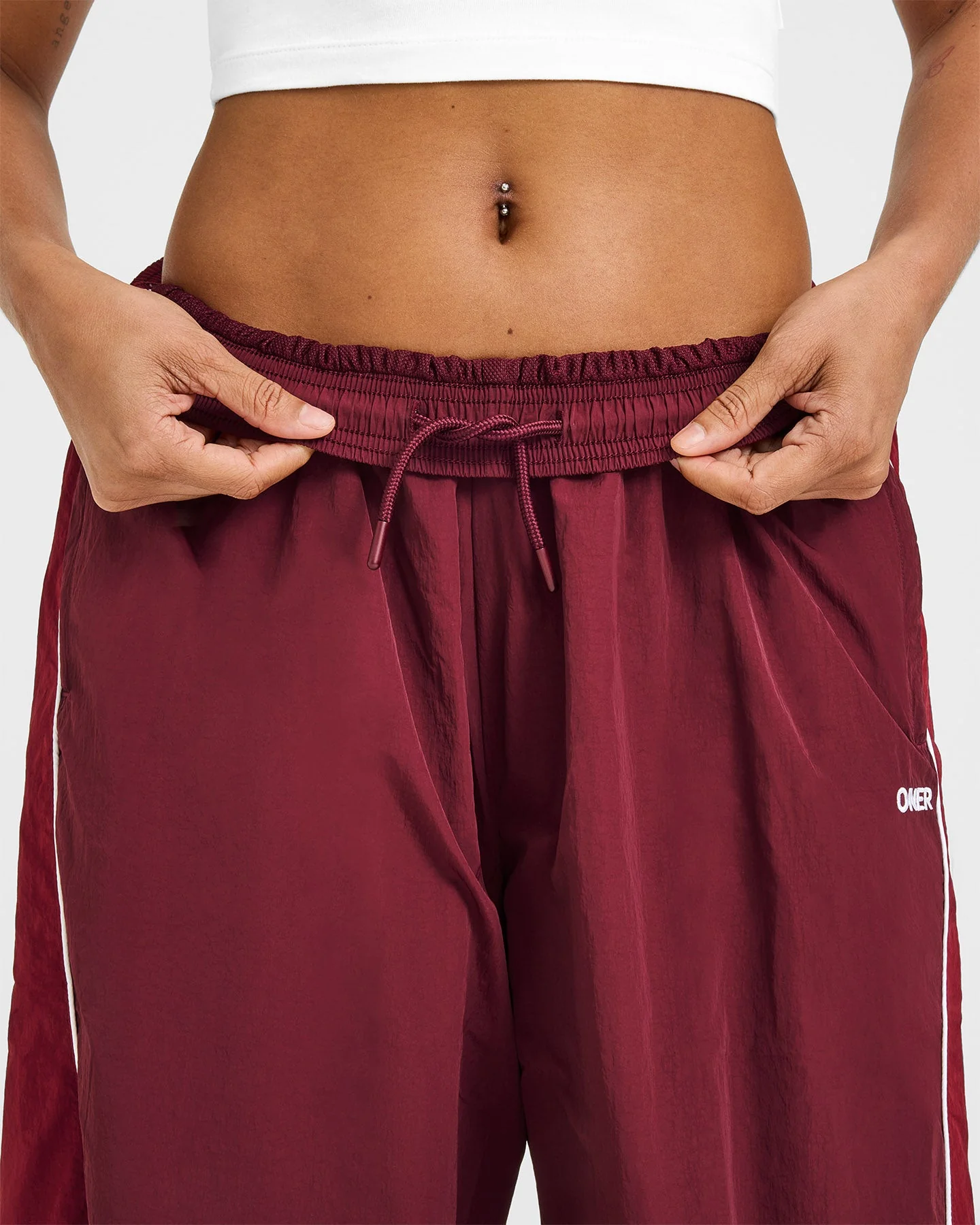 Oversized Piped Woven Straight Leg Track Bottoms | Rosewood - Image 6