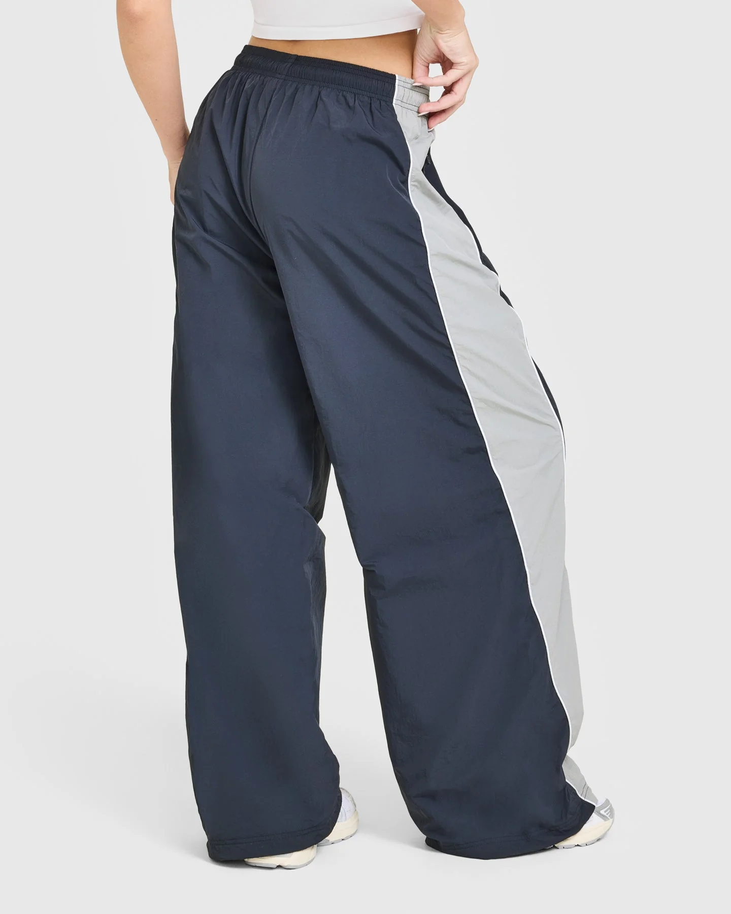 Oversized Piped Woven Straight Leg Track Bottoms | True Blue - Image 2