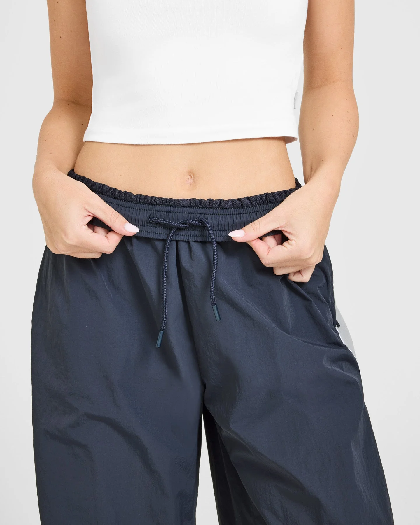 Oversized Piped Woven Straight Leg Track Bottoms | True Blue - Image 6