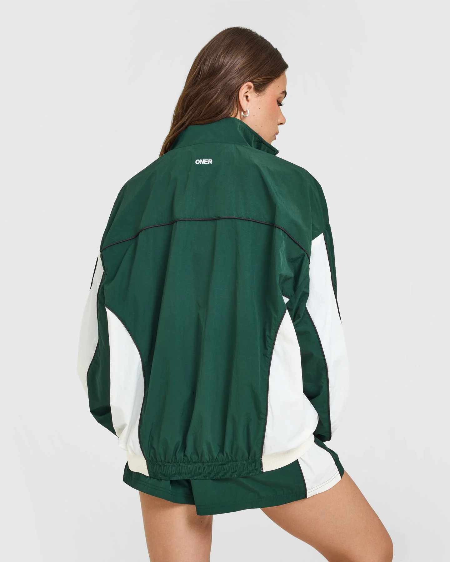Oversized Piped Woven Track Jacket | Racing Green - Image 2