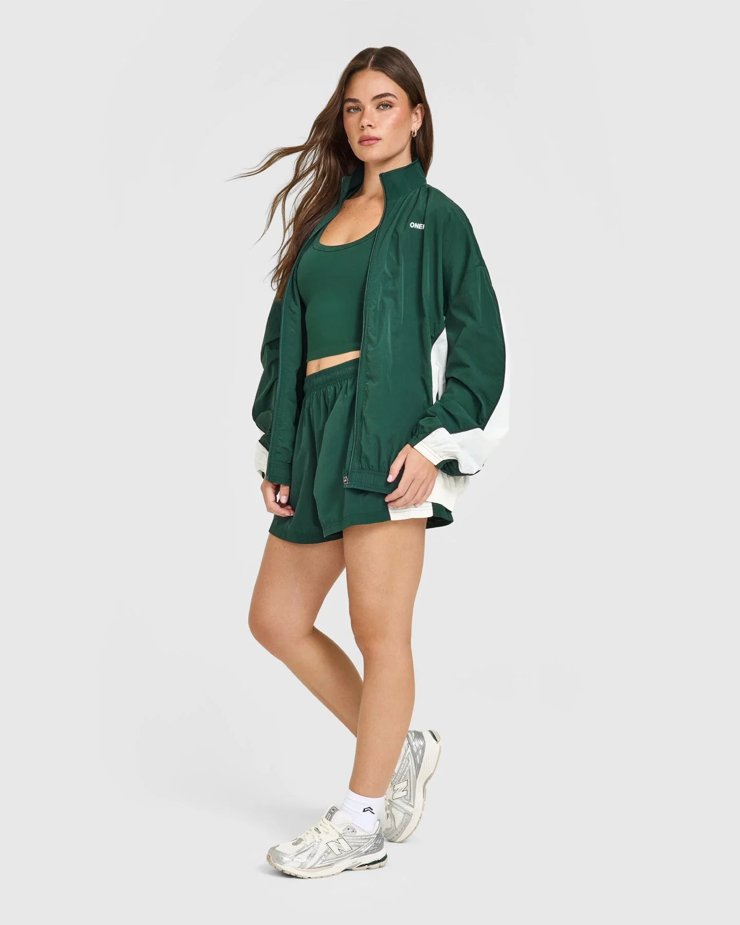 Oversized Piped Woven Track Jacket | Racing Green - Image 3