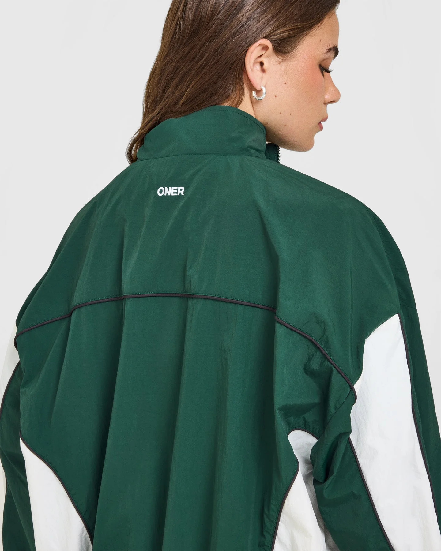 Oversized Piped Woven Track Jacket | Racing Green - Image 4