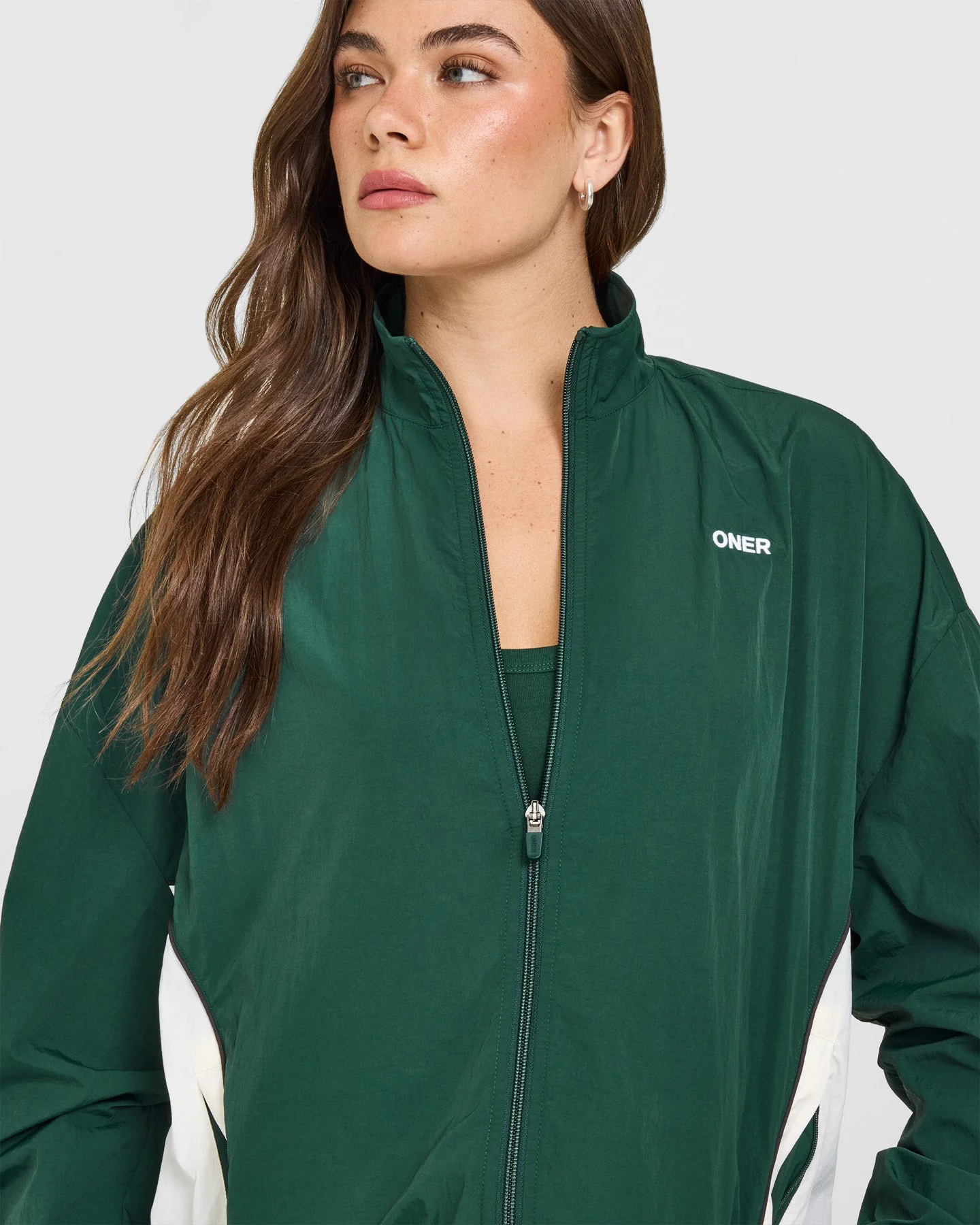Oversized Piped Woven Track Jacket | Racing Green - Image 5