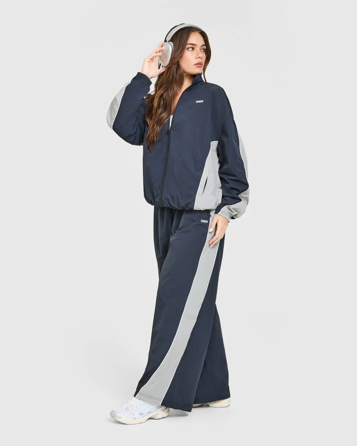 Oversized Piped Woven Track Jacket | True Blue - Image 3