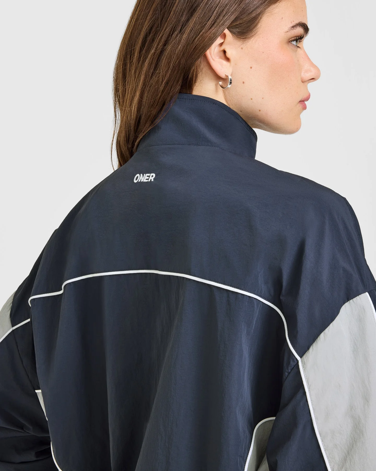 Oversized Piped Woven Track Jacket | True Blue - Image 4