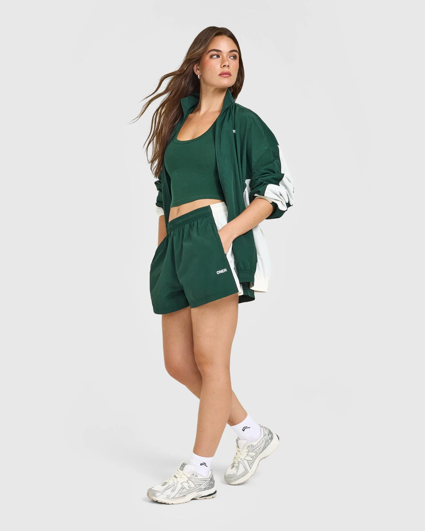 Oversized Piped Woven Track Shorts | Racing Green - Image 3