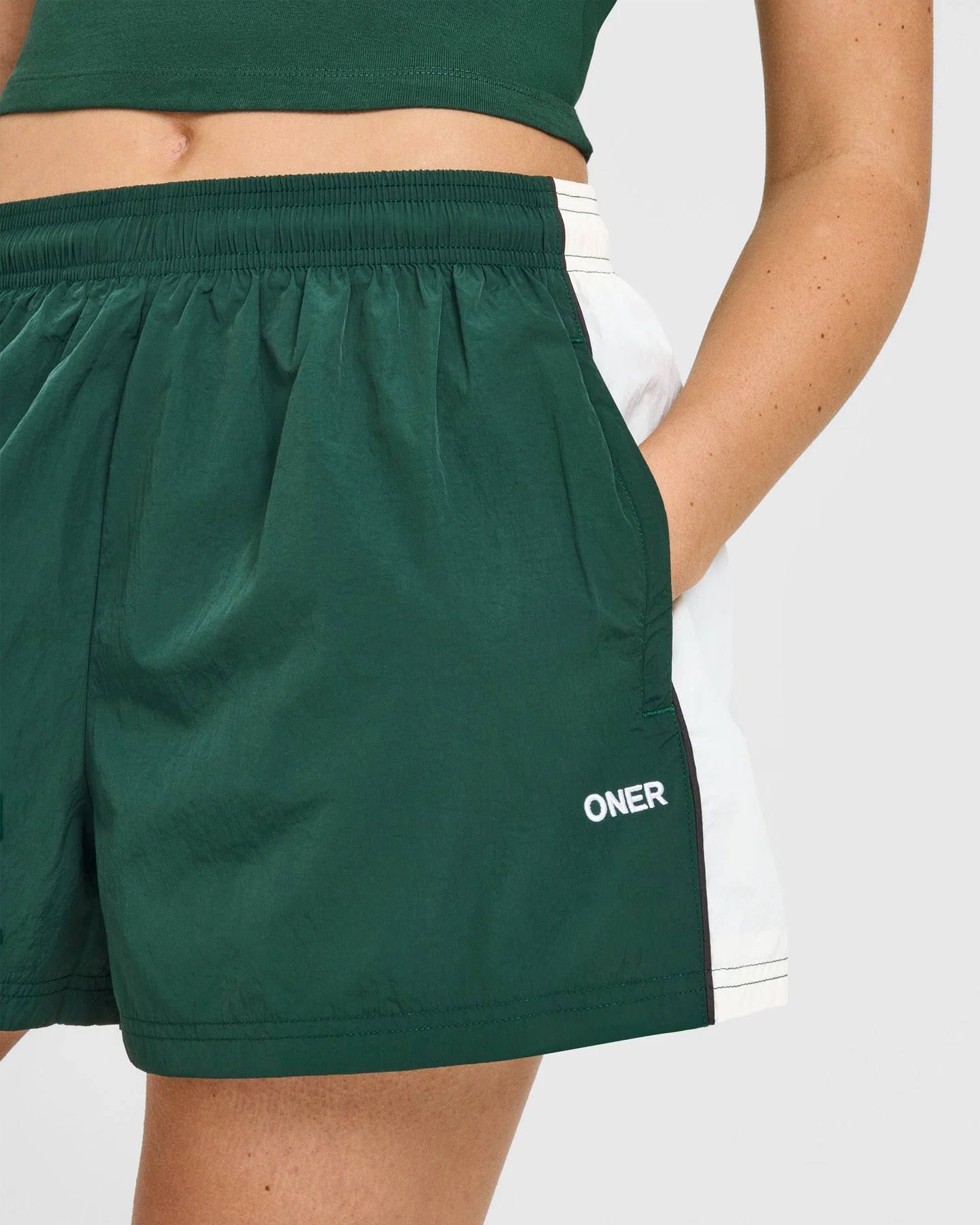Oversized Piped Woven Track Shorts | Racing Green - Image 4