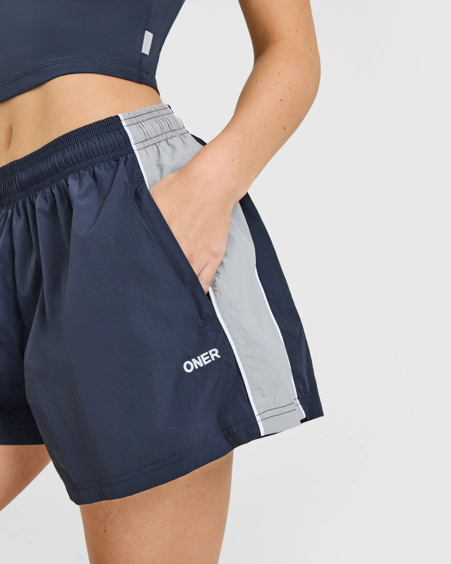 Oversized Piped Woven Track Shorts | True Blue - Image 5