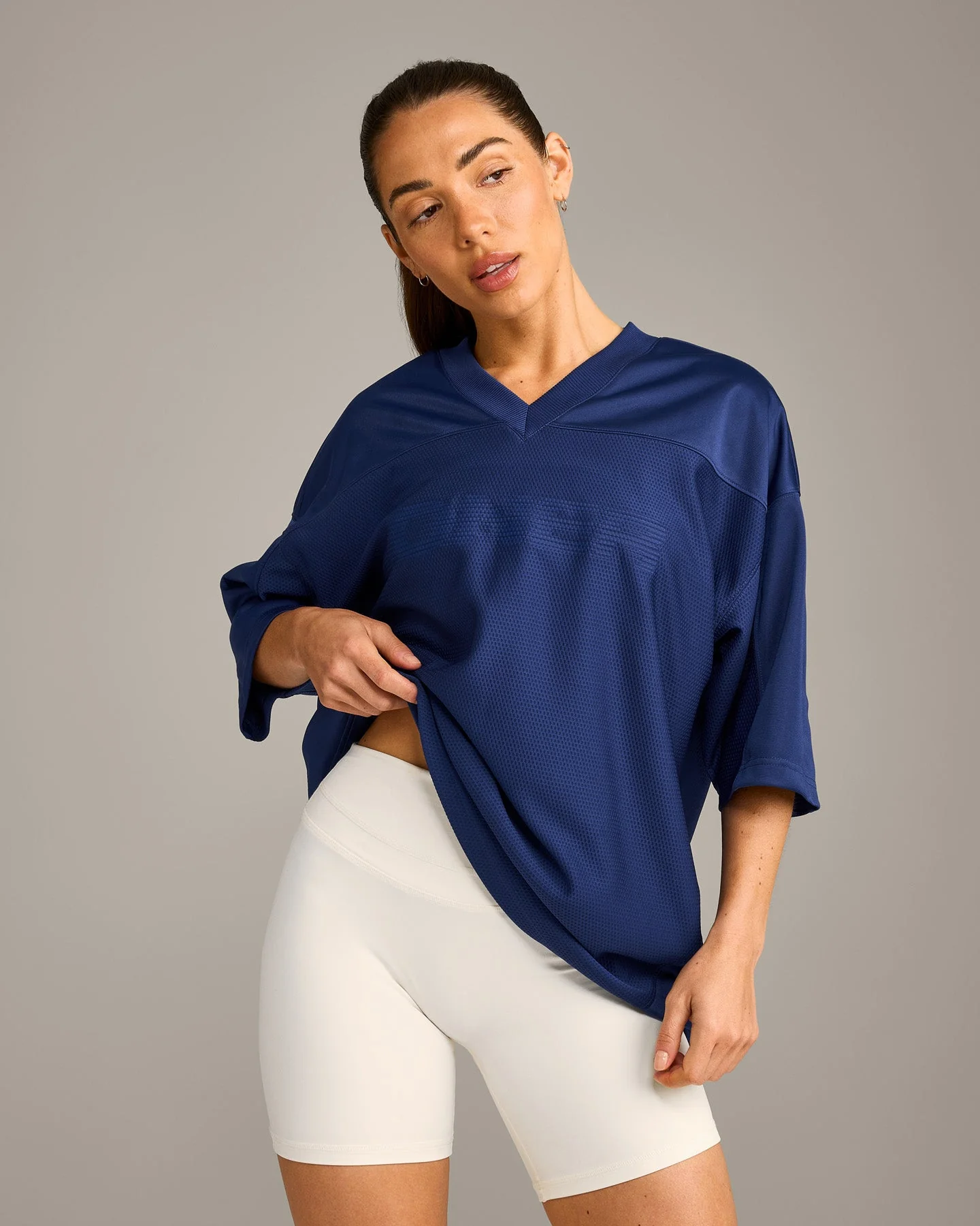 Oversized V Neck T-Shirt with Oner Graphic | Varsity Blue