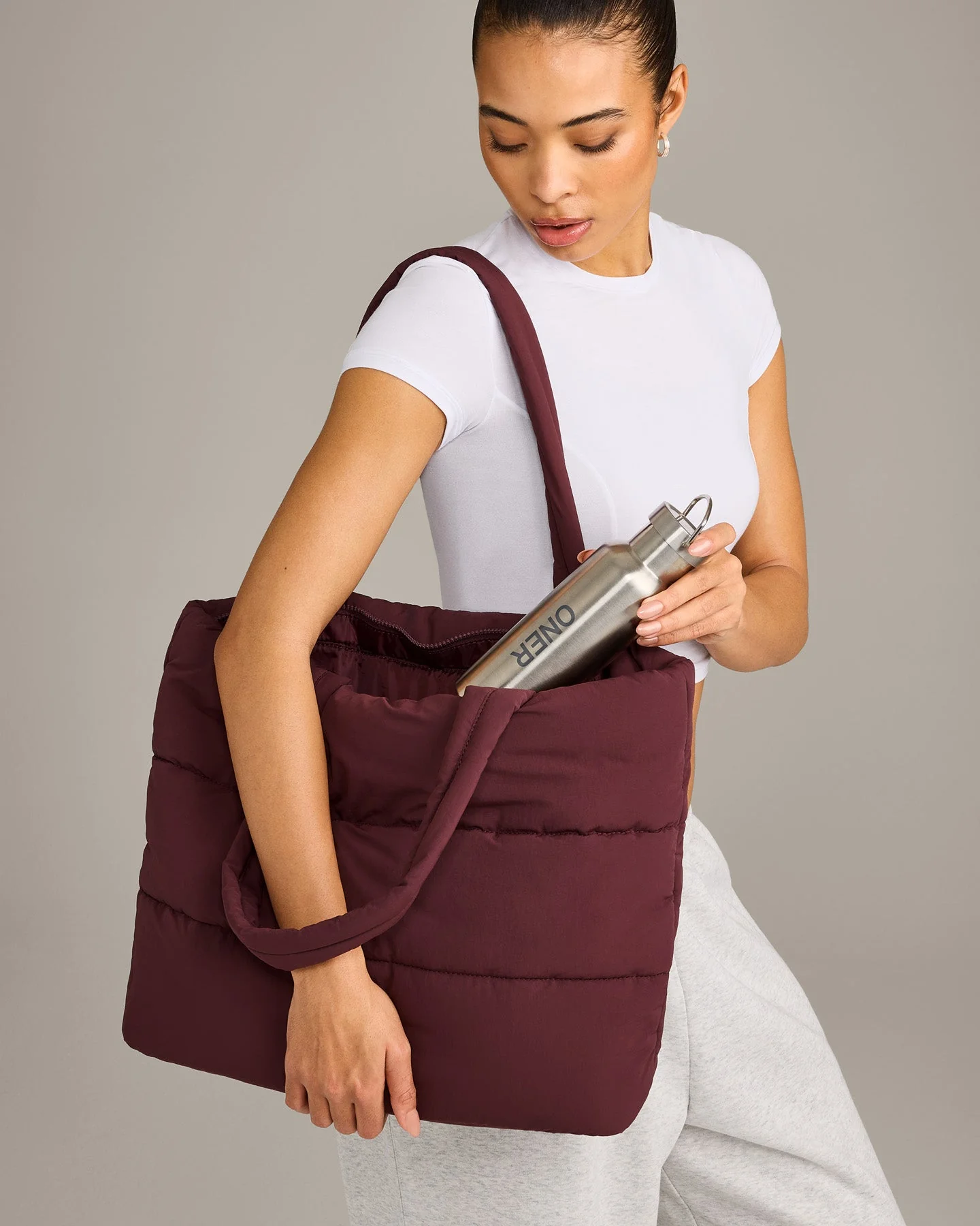 Quilted Tote Bag | Velvet Mocha - Image 4