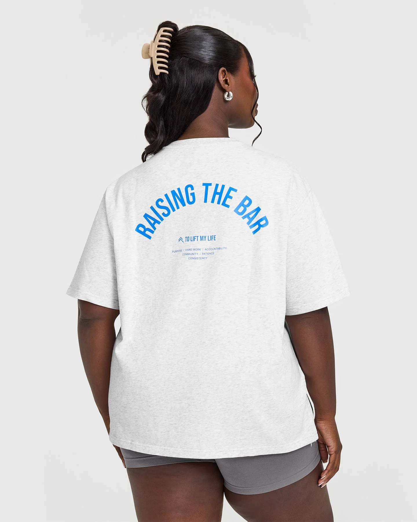 Raising The Bar Oversized Washed T-Shirt | Light Grey Marl - Image 2
