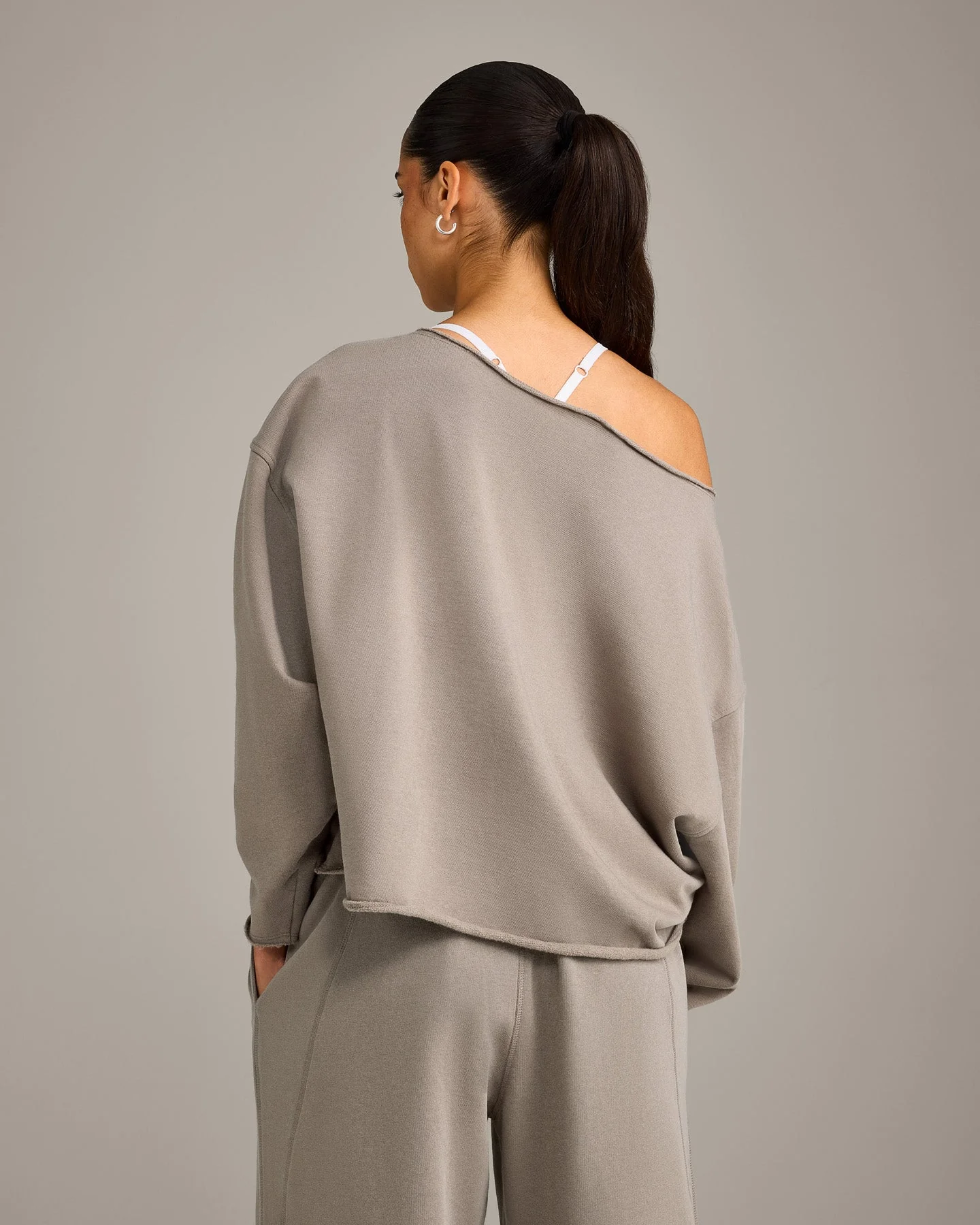 Raw Cut Lounge Off-The-Shoulder Sweatshirt | Washed Minky - Image 6