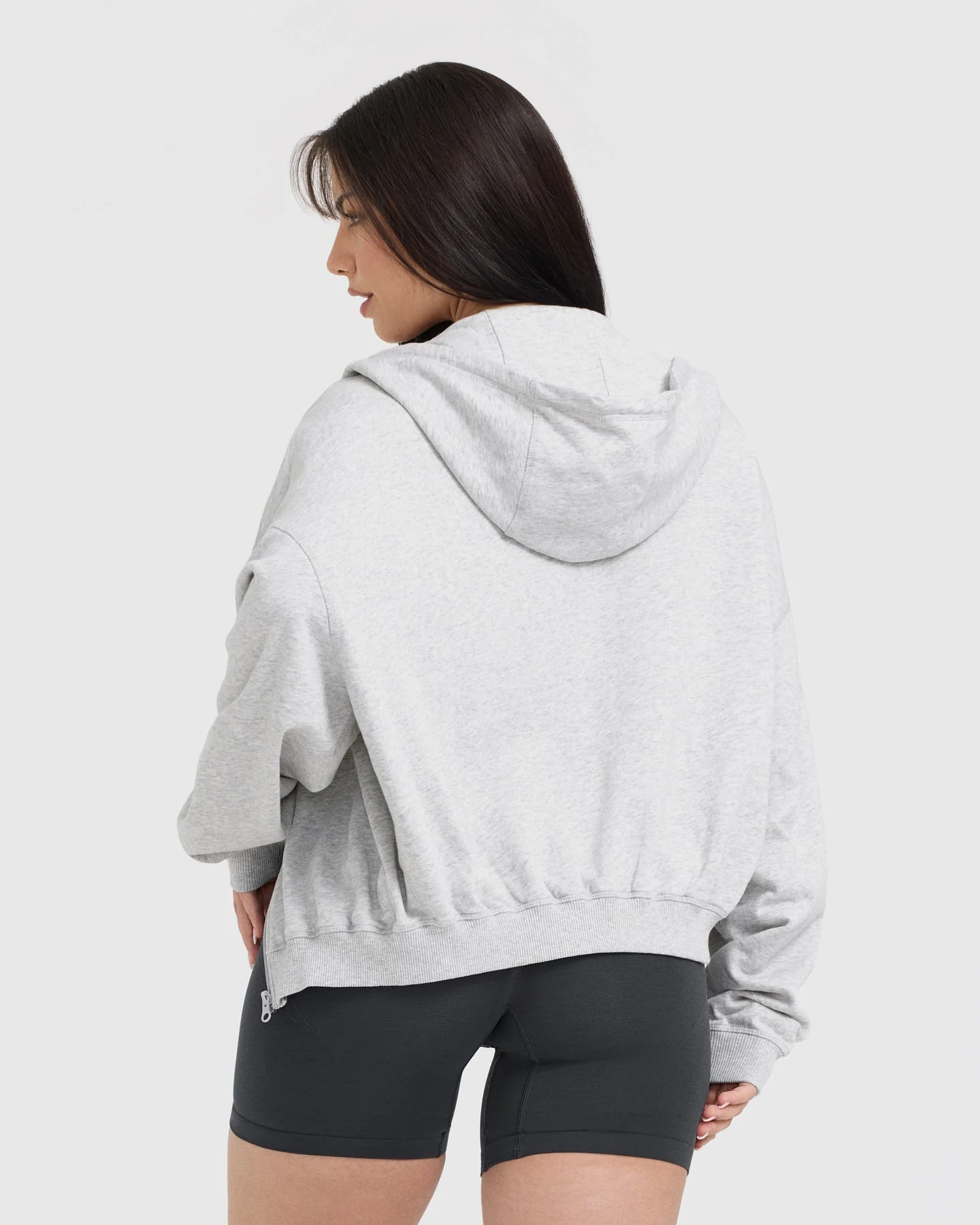 Raw Lounge Oversized Zip Hoodie | Light Grey Marl - Image 2